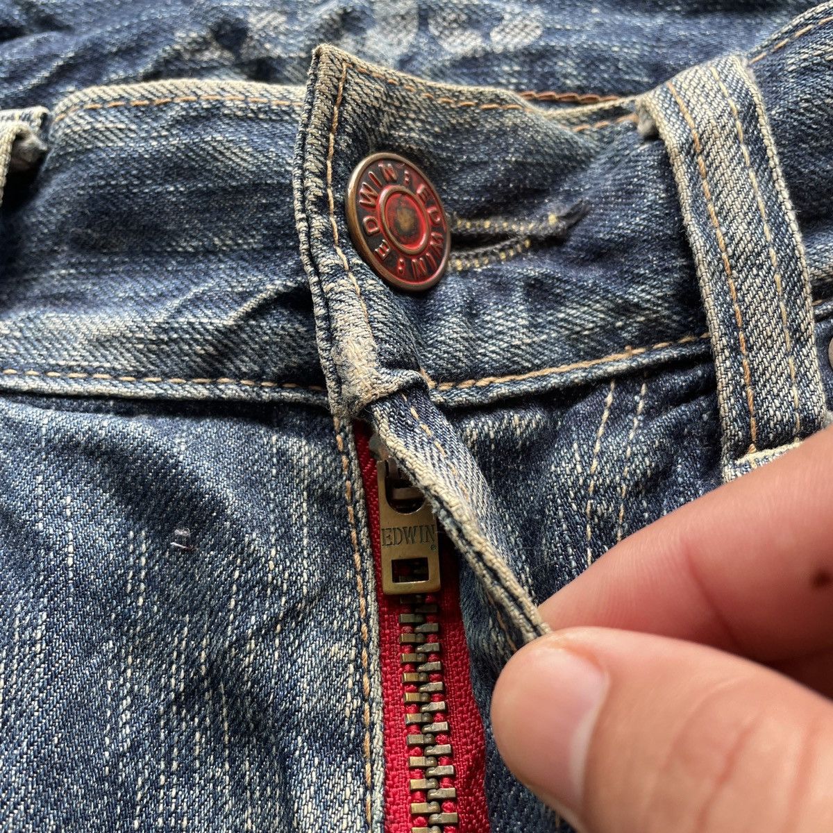 Edwin Vintage Edwin Faded Jeans Rusty Wash Distessed Denim Pants Size US 34 / EU 50 - 7 Thumbnail