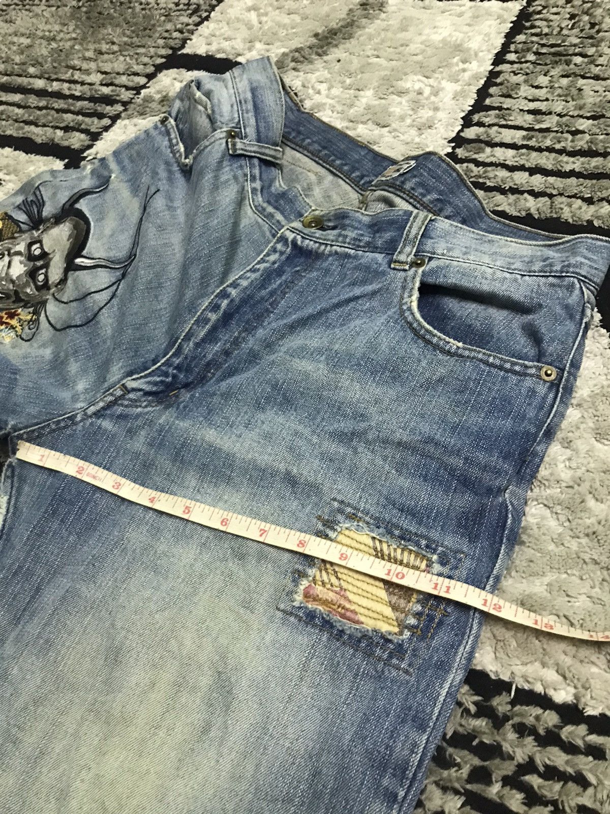 Vintage Kara kuri distressed blue denim jeans Size US 33 - 11 Thumbnail