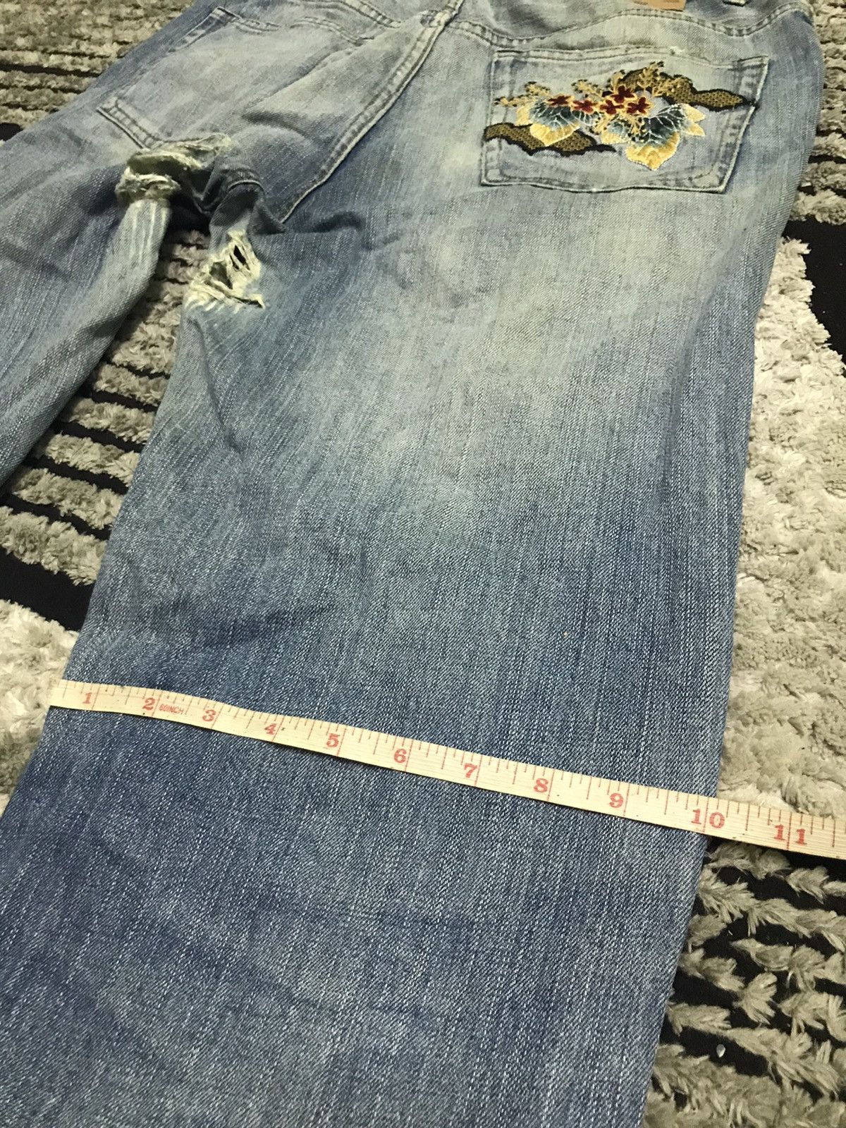 Vintage Kara kuri distressed blue denim jeans Size US 33 - 13 Thumbnail