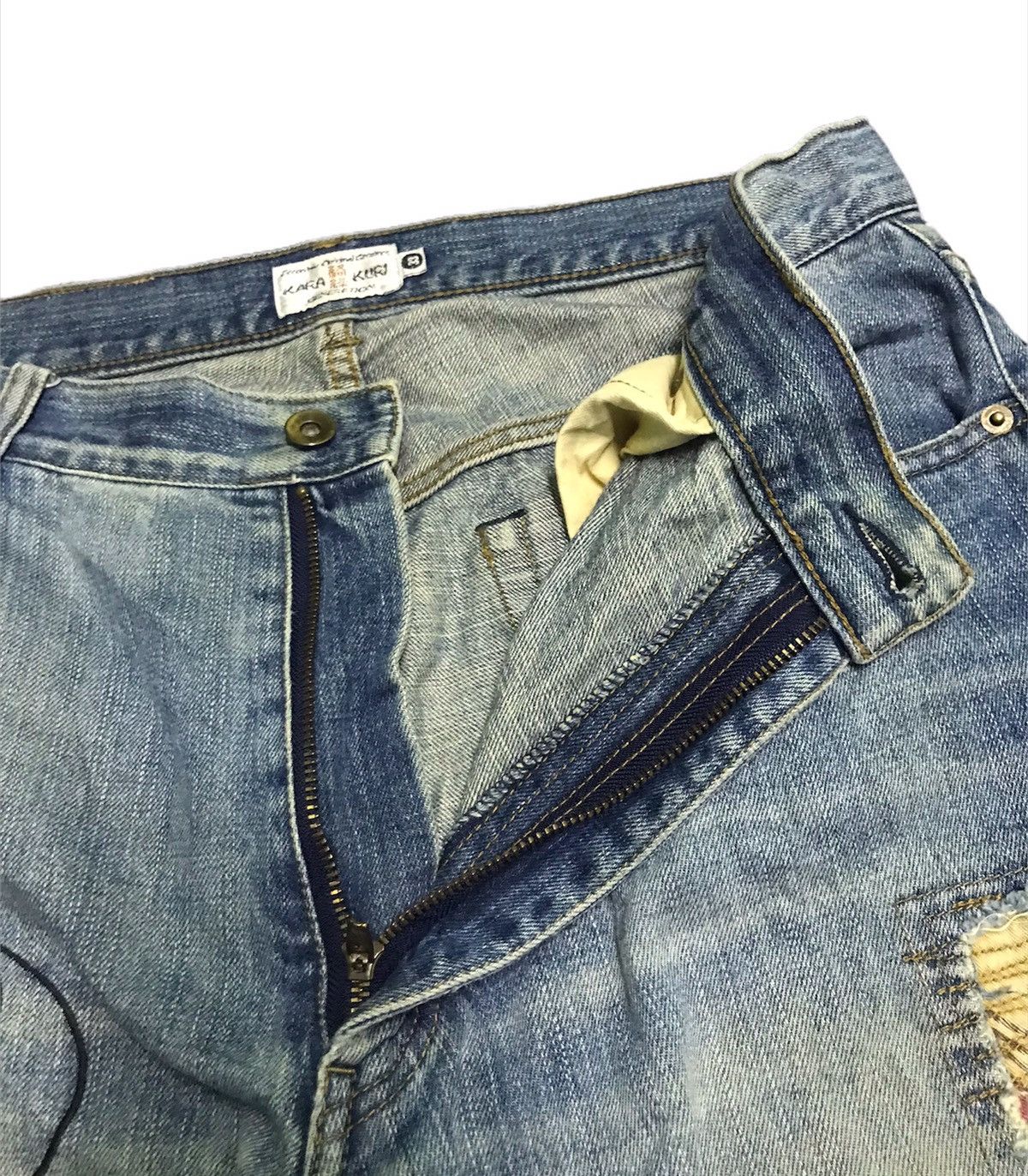 Vintage Kara kuri distressed blue denim jeans Size US 33 - 4 Thumbnail