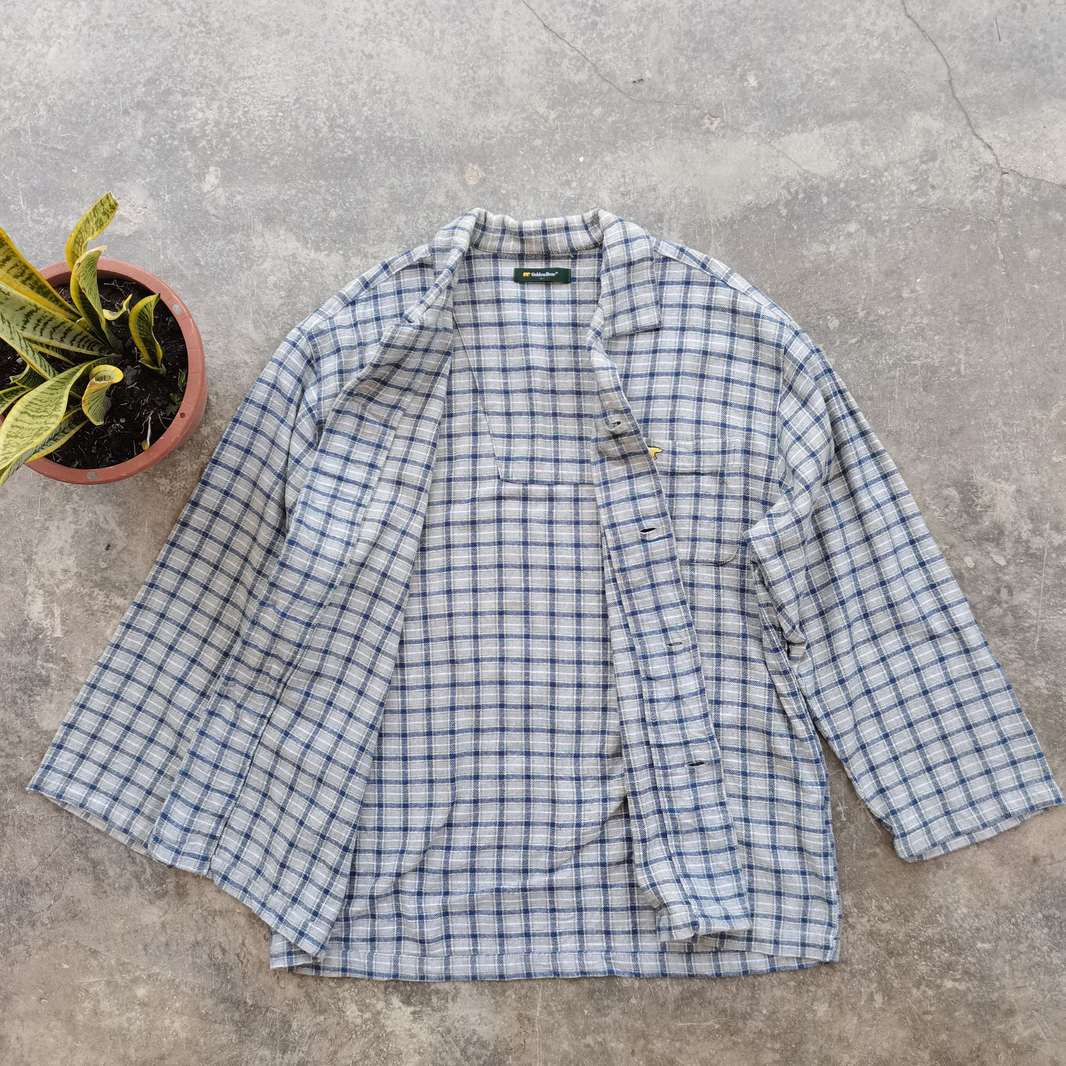 Golden Bear × Japanese Brand × Vintage Vintage Golden Bear Plaid Flannel Nightwear Size US L / EU 52-54 / 3 - 2 Thumbnail