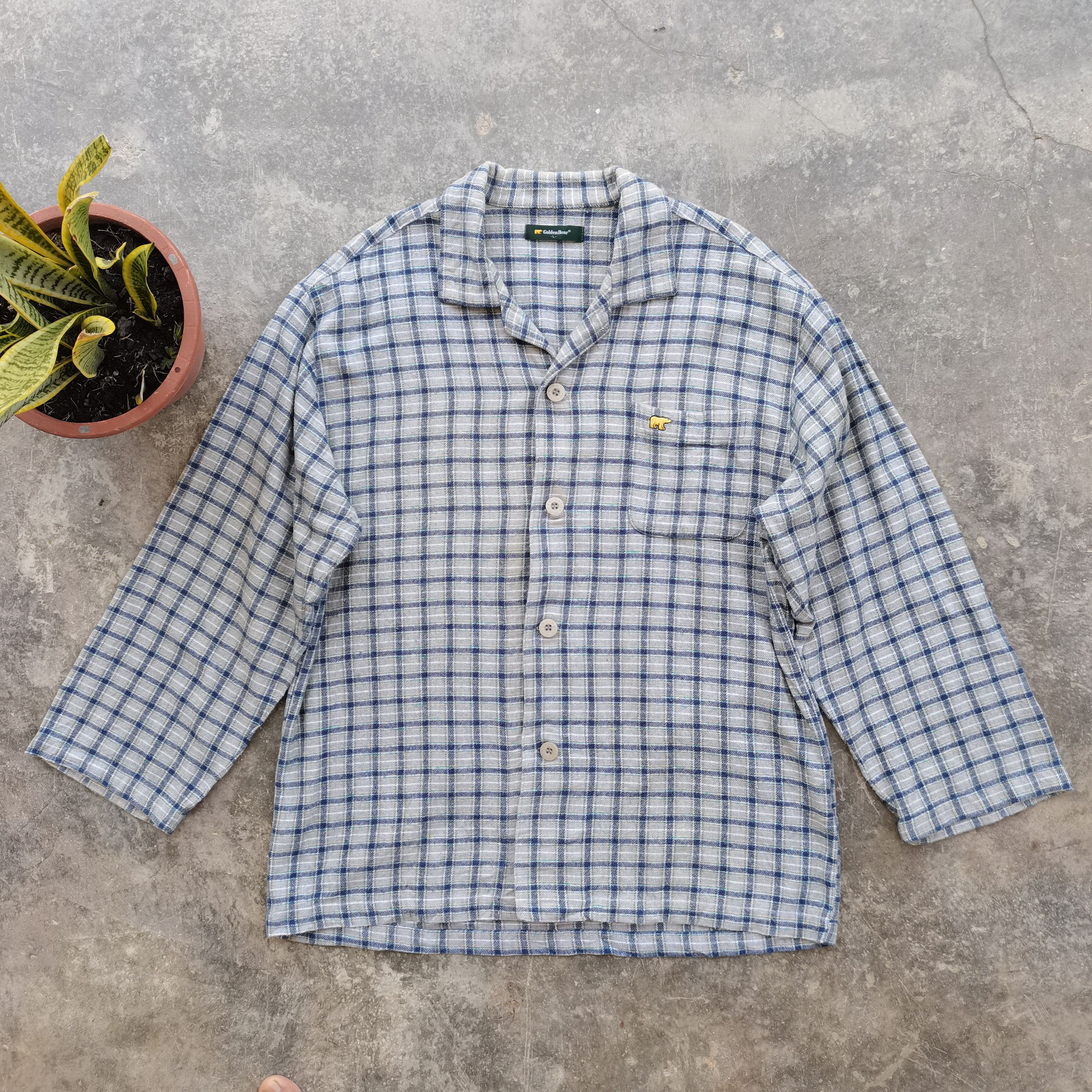 Golden Bear × Japanese Brand × Vintage Vintage Golden Bear Plaid Flannel Nightwear Size US L / EU 52-54 / 3 - 1 Thumbnail
