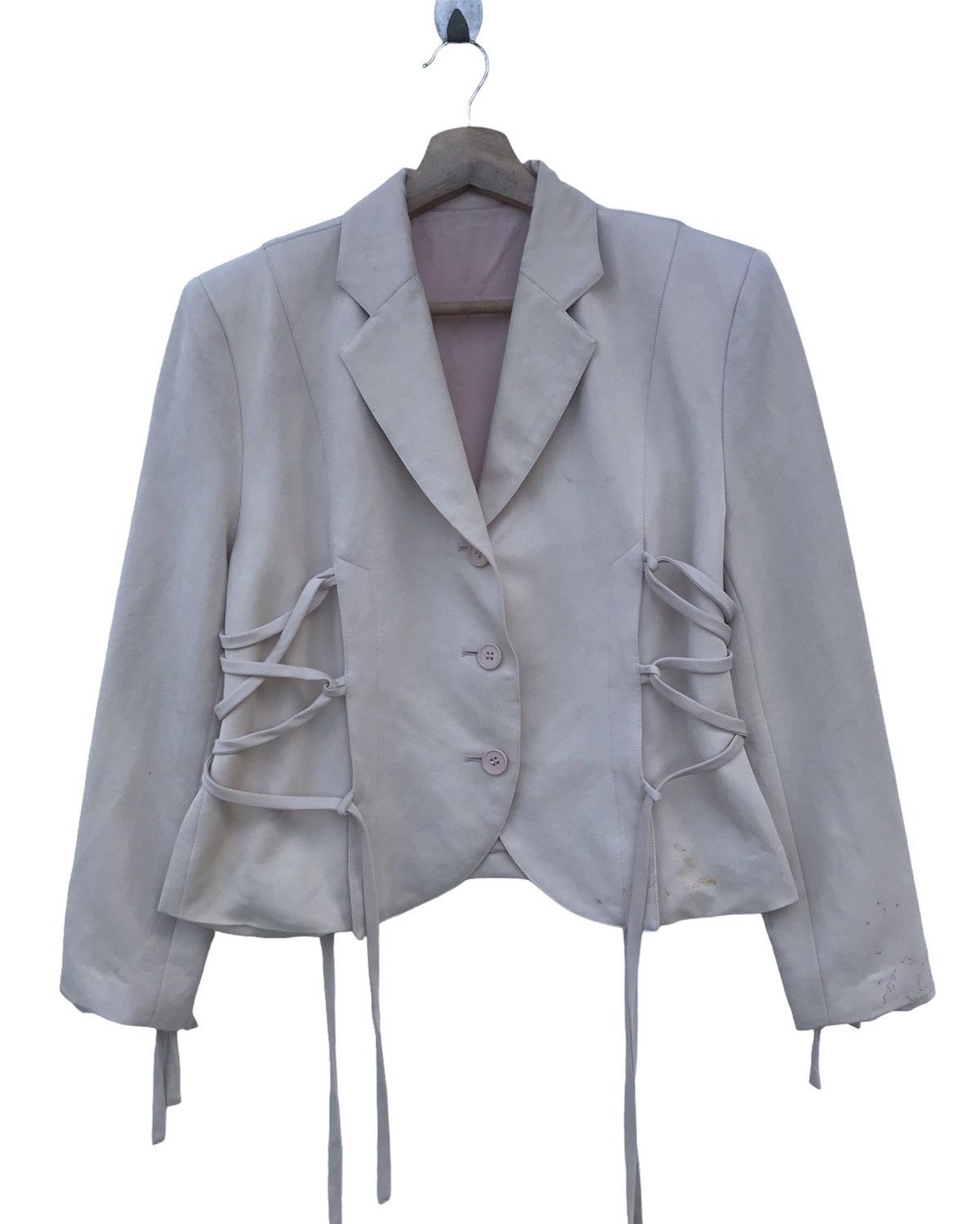 Issey Miyake Rare 80s Issey Miyake i.S. Cropped Jacket Lace-Tie Detail Size S / US 4 / IT 40 - 1 Thumbnail