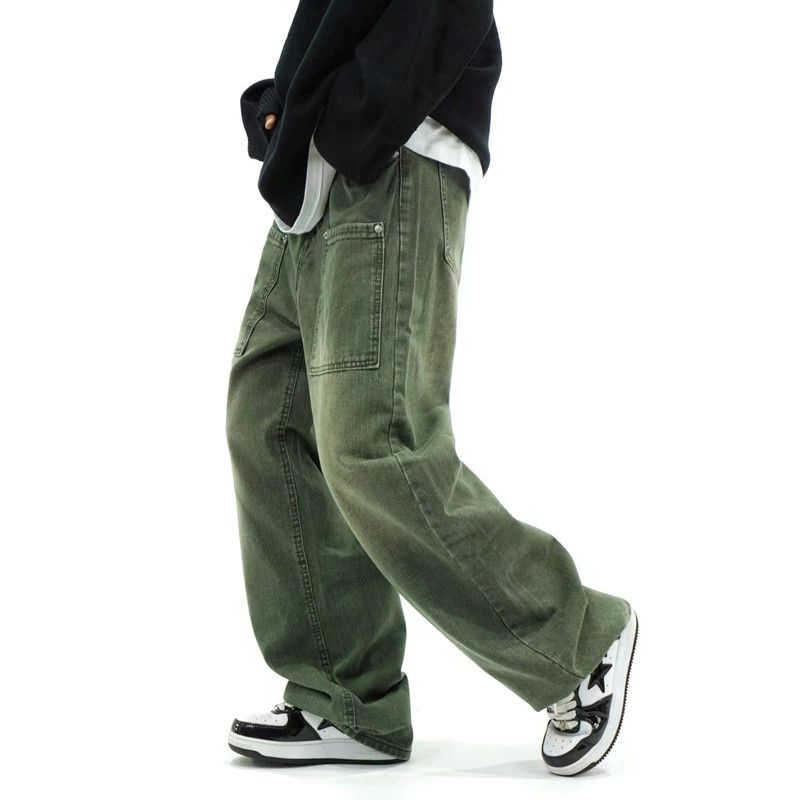 fade cargo baggy hiphop distressed pants