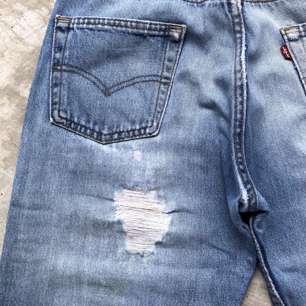 Levi's Vintage Clothing × Vintage Vintage Levis 90s 501 distressed denim light blue wash Size US 29 - 12 Thumbnail