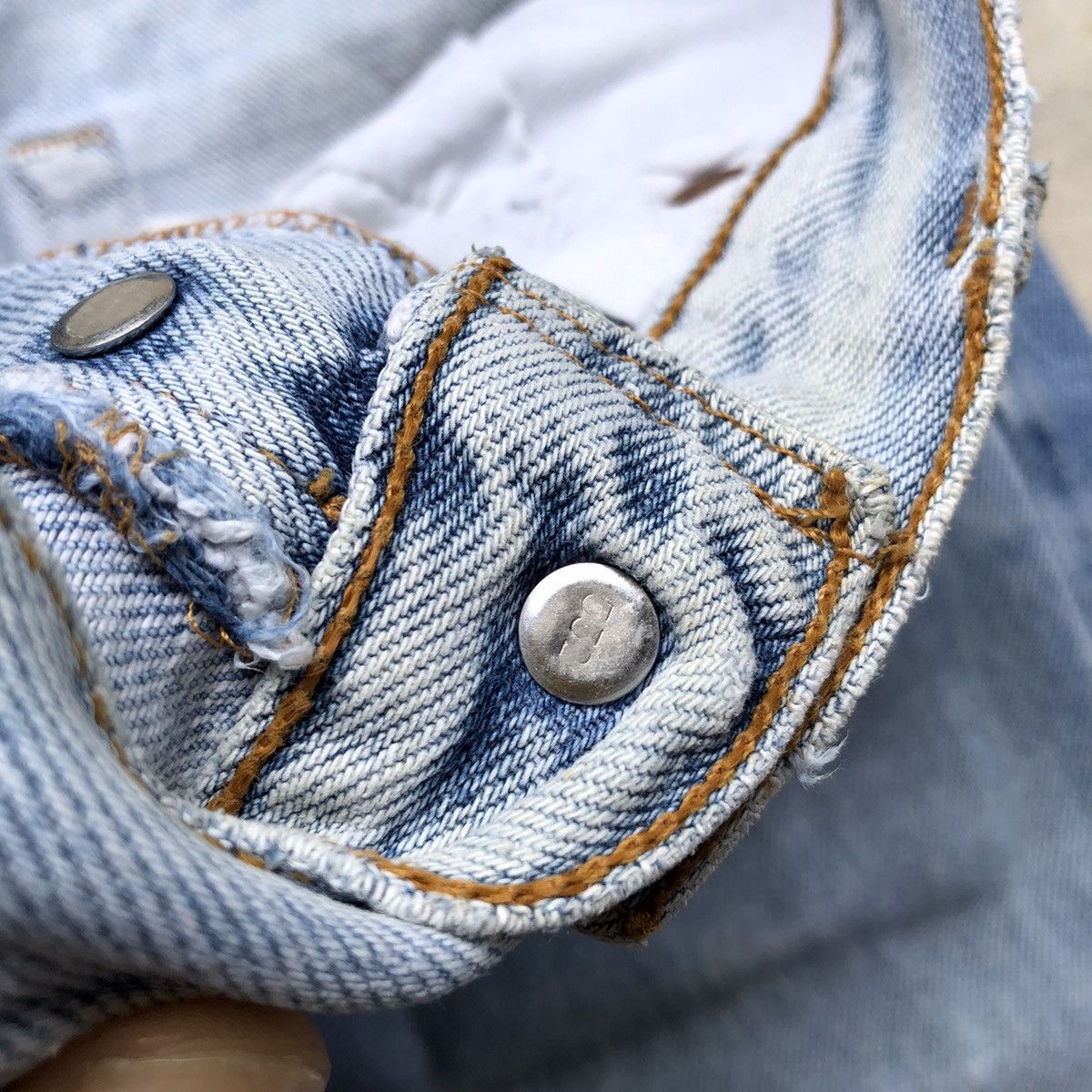 Levi's Vintage Clothing × Vintage Vintage Levis 90s 501 distressed denim light blue wash Size US 29 - 6 Thumbnail