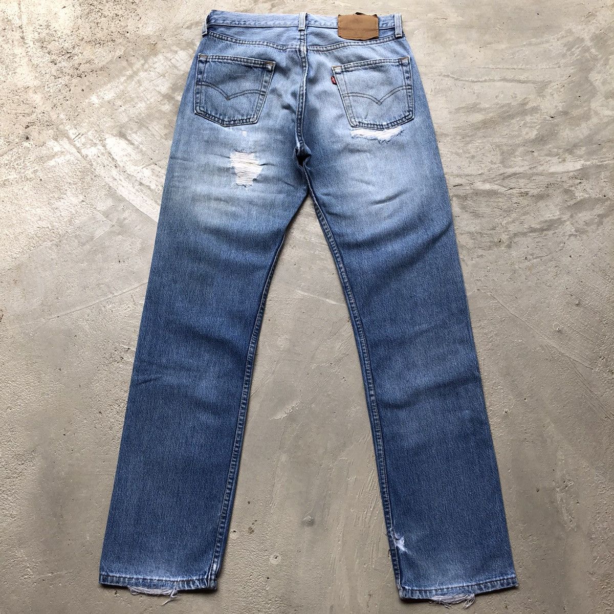 Levi's Vintage Clothing × Vintage Vintage Levis 90s 501 distressed denim light blue wash Size US 29 - 9 Thumbnail