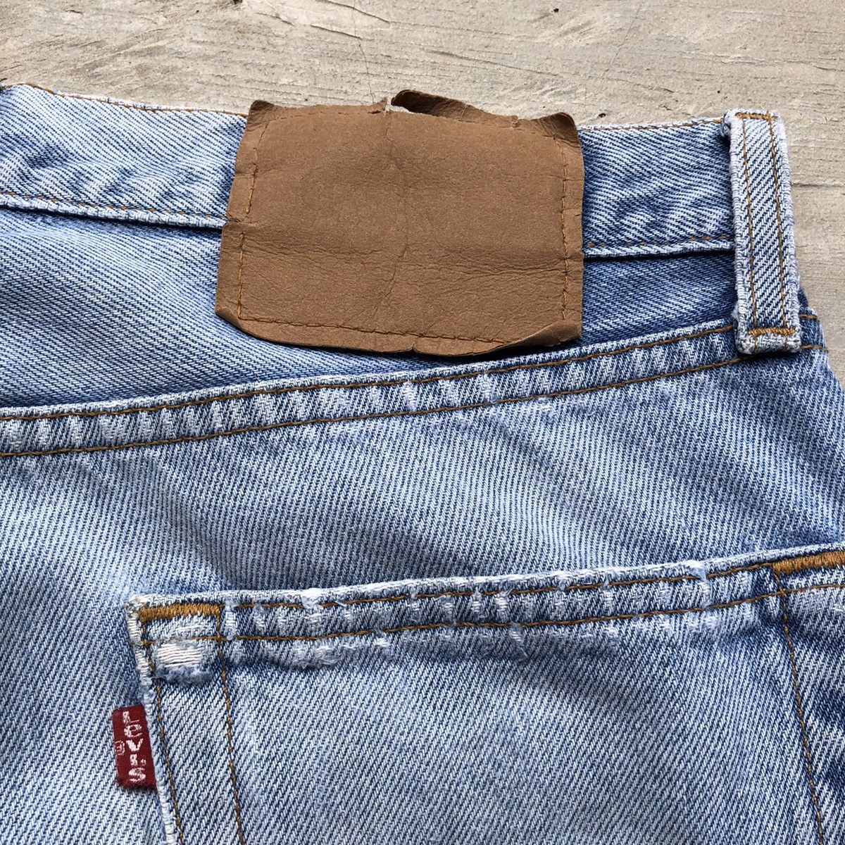 Levi's Vintage Clothing × Vintage Vintage Levis 90s 501 distressed denim light blue wash Size US 29 - 14 Thumbnail