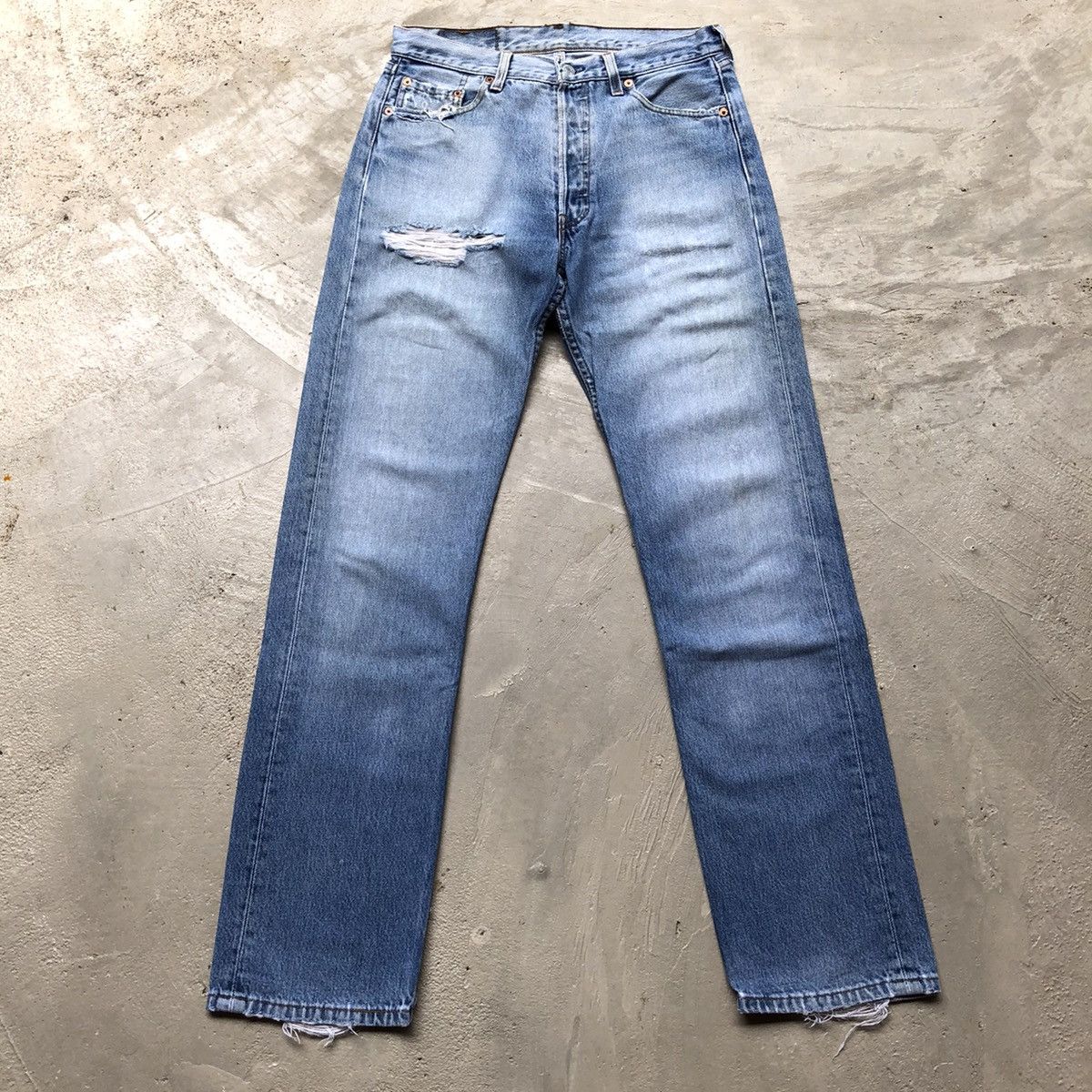 Levi's Vintage Clothing × Vintage Vintage Levis 90s 501 distressed denim light blue wash Size US 29 - 1 Thumbnail