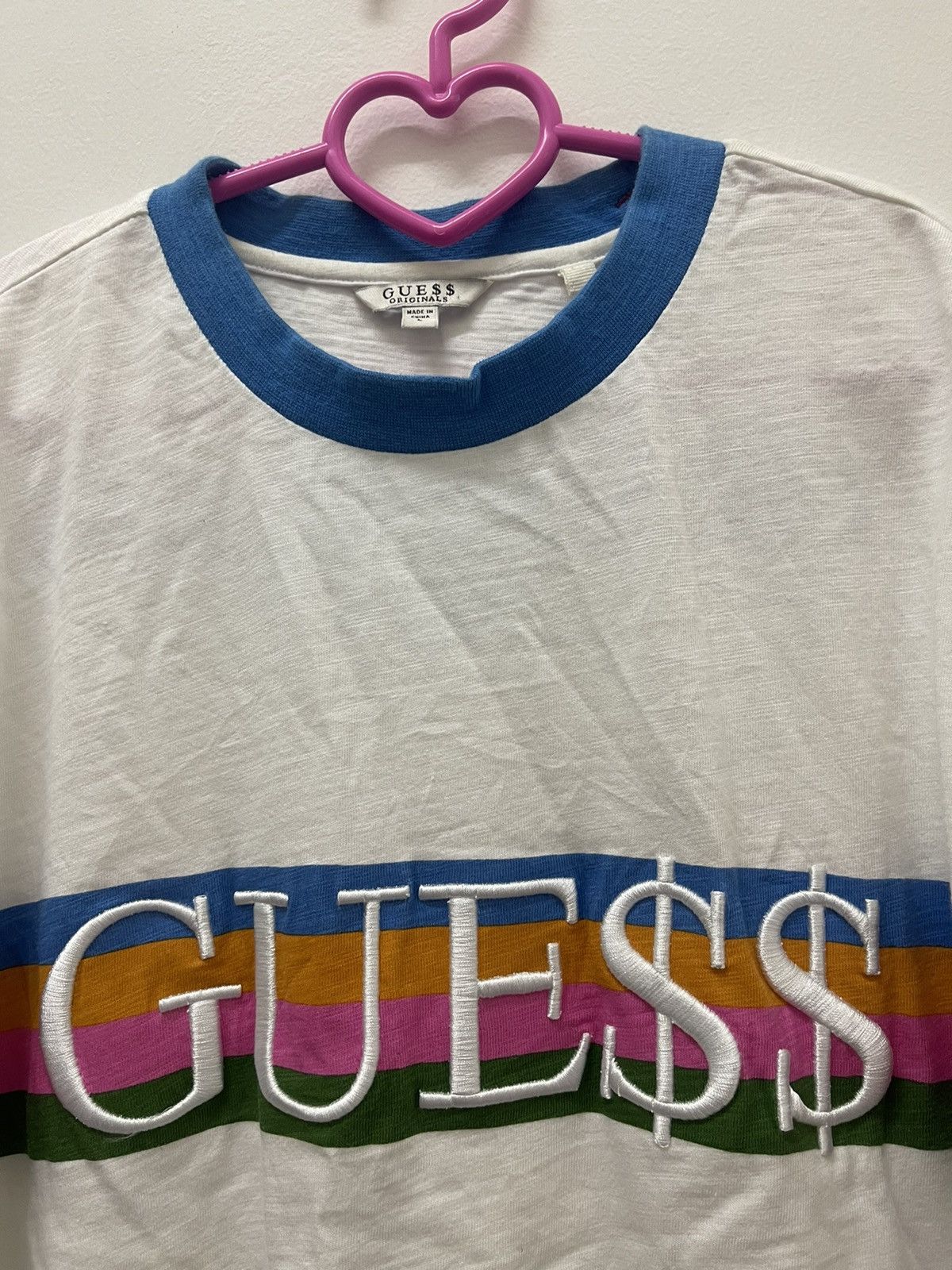 A$AP Rocky × Guess GUE$$ X A$AP ROCKY Rainbow Spell Out Embroidered Ringer Tee Size US L / EU 52-54 / 3 - 2 Thumbnail