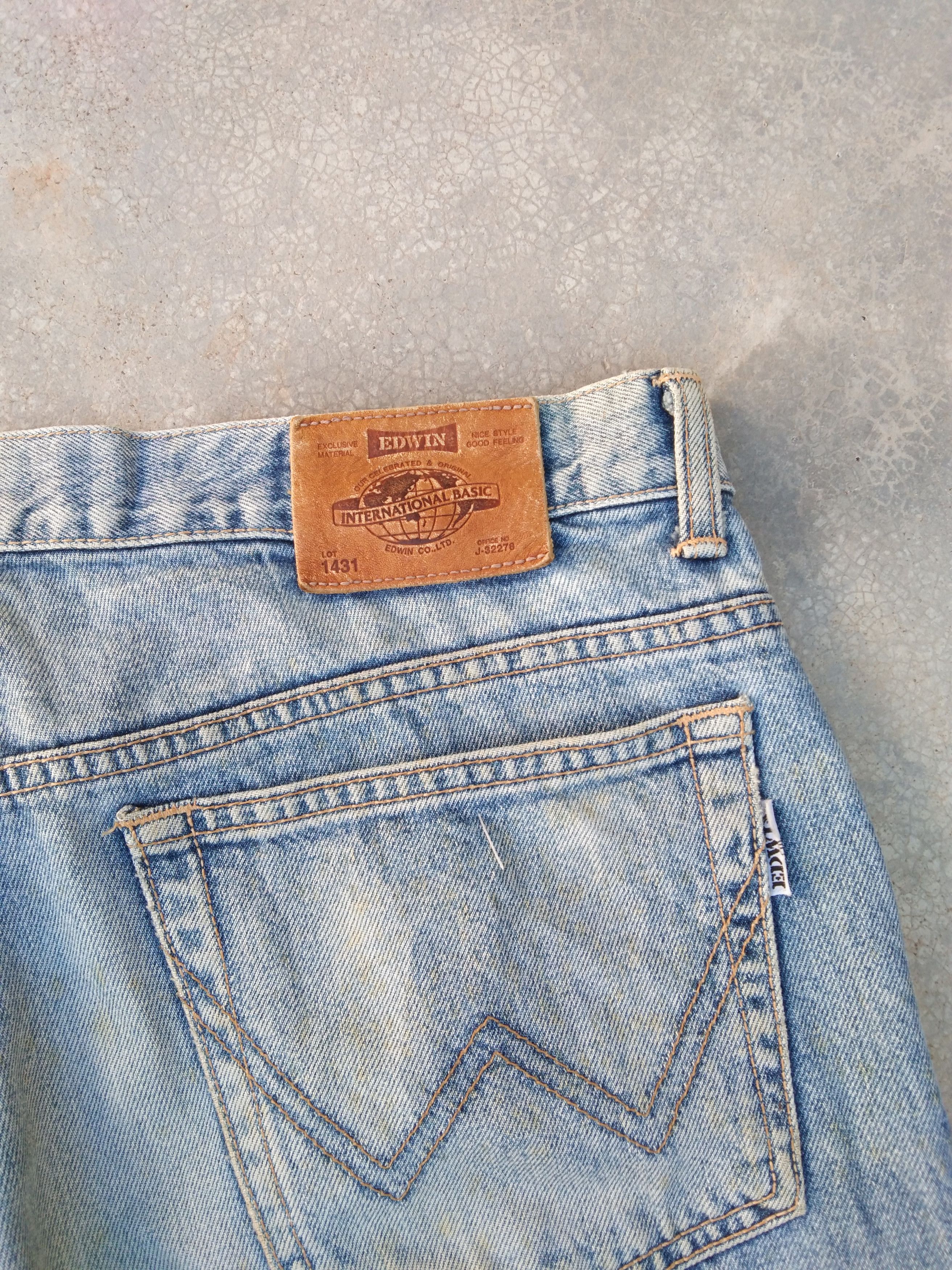 Japanese Brand Vintage Edwin Sun Faded Distressed Jeans 34x30 Size US 34 / EU 50 - 3 Thumbnail