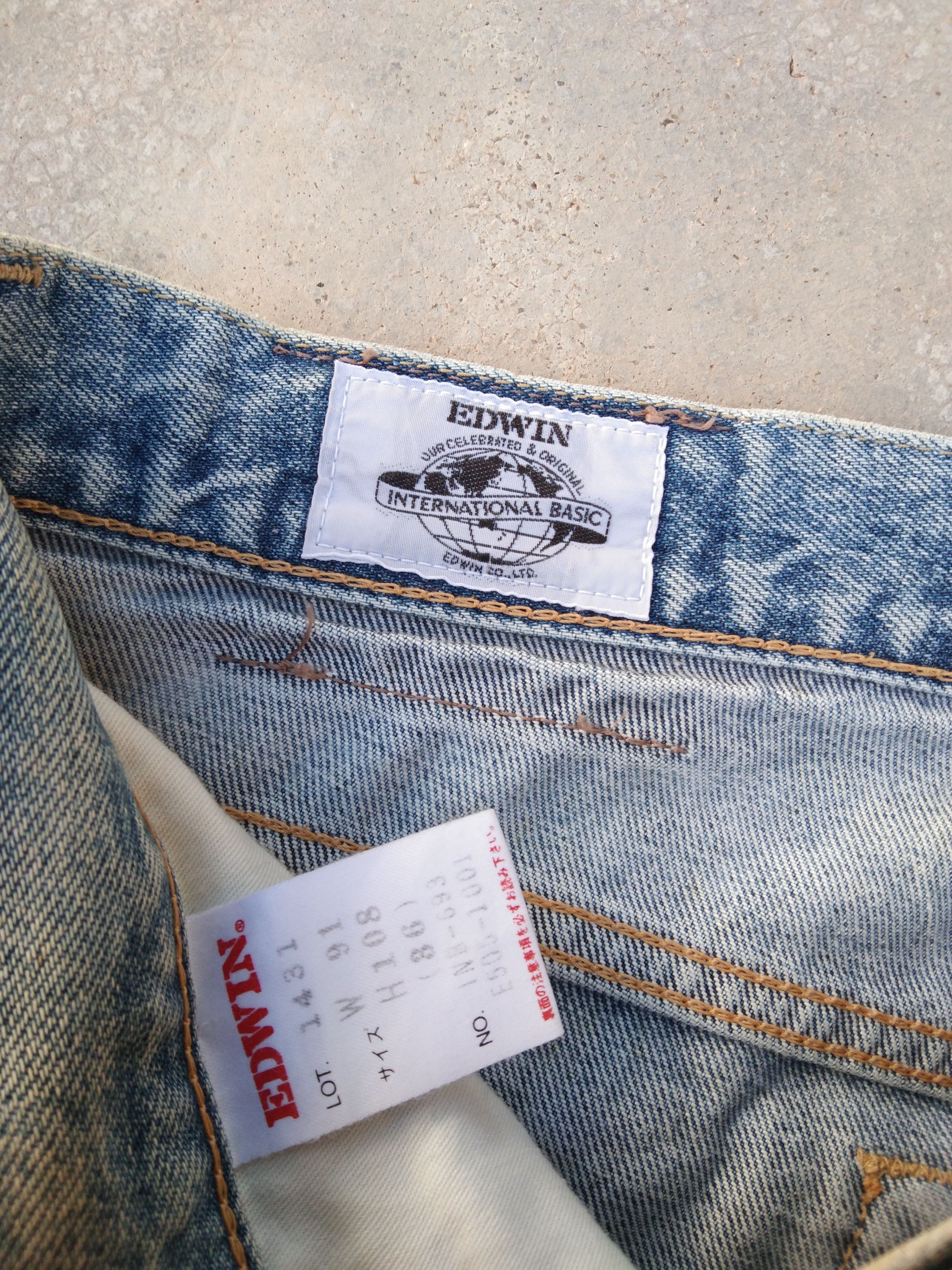 Japanese Brand Vintage Edwin Sun Faded Distressed Jeans 34x30 Size US 34 / EU 50 - 6 Thumbnail
