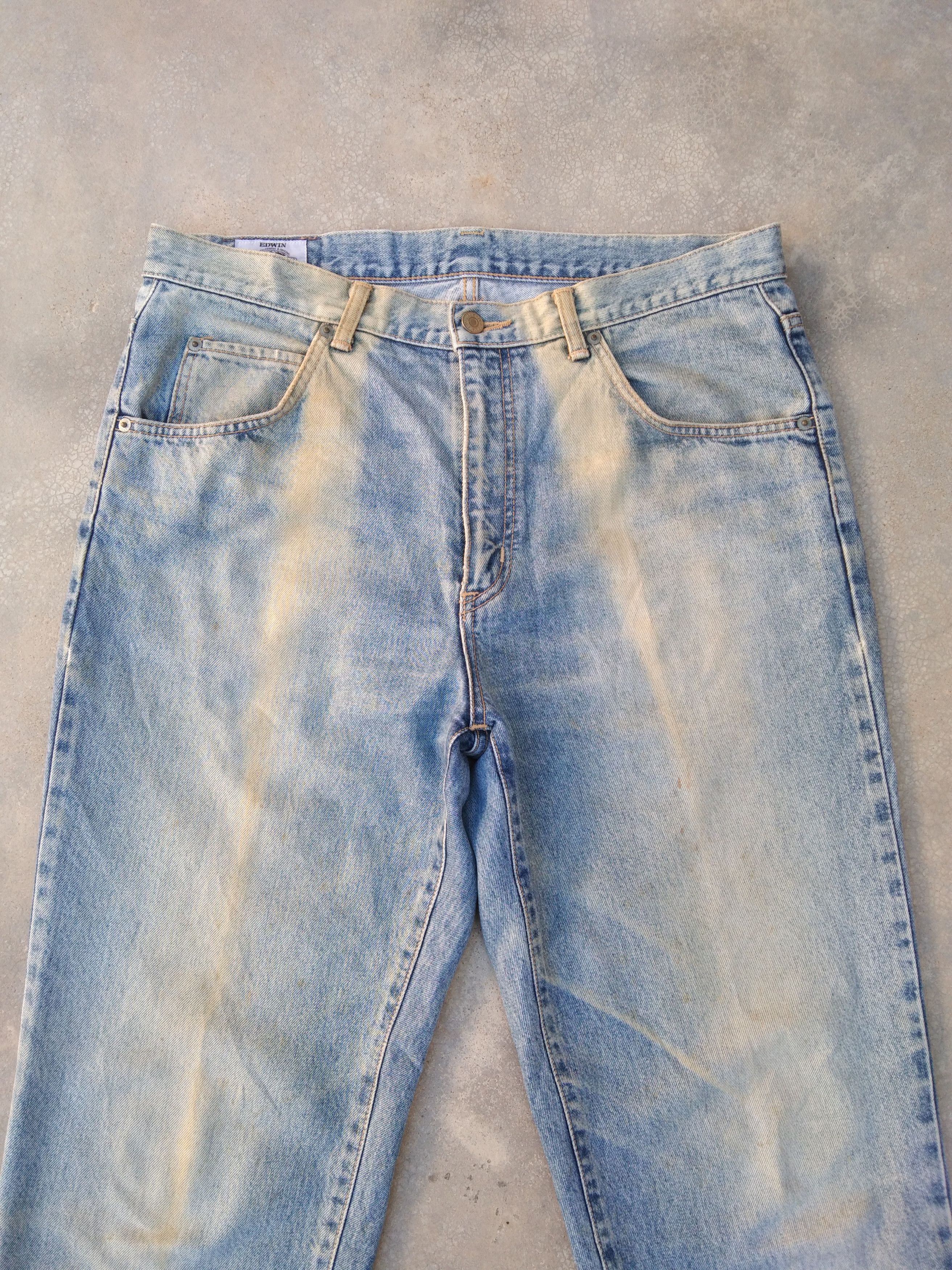 Japanese Brand Vintage Edwin Sun Faded Distressed Jeans 34x30 Size US 34 / EU 50 - 5 Thumbnail
