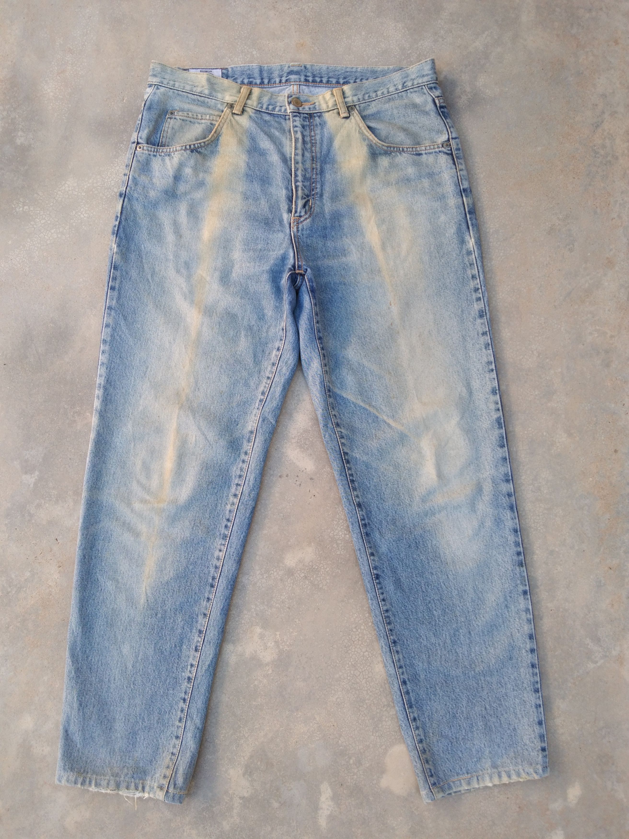 Japanese Brand Vintage Edwin Sun Faded Distressed Jeans 34x30 Size US 34 / EU 50 - 1 Thumbnail
