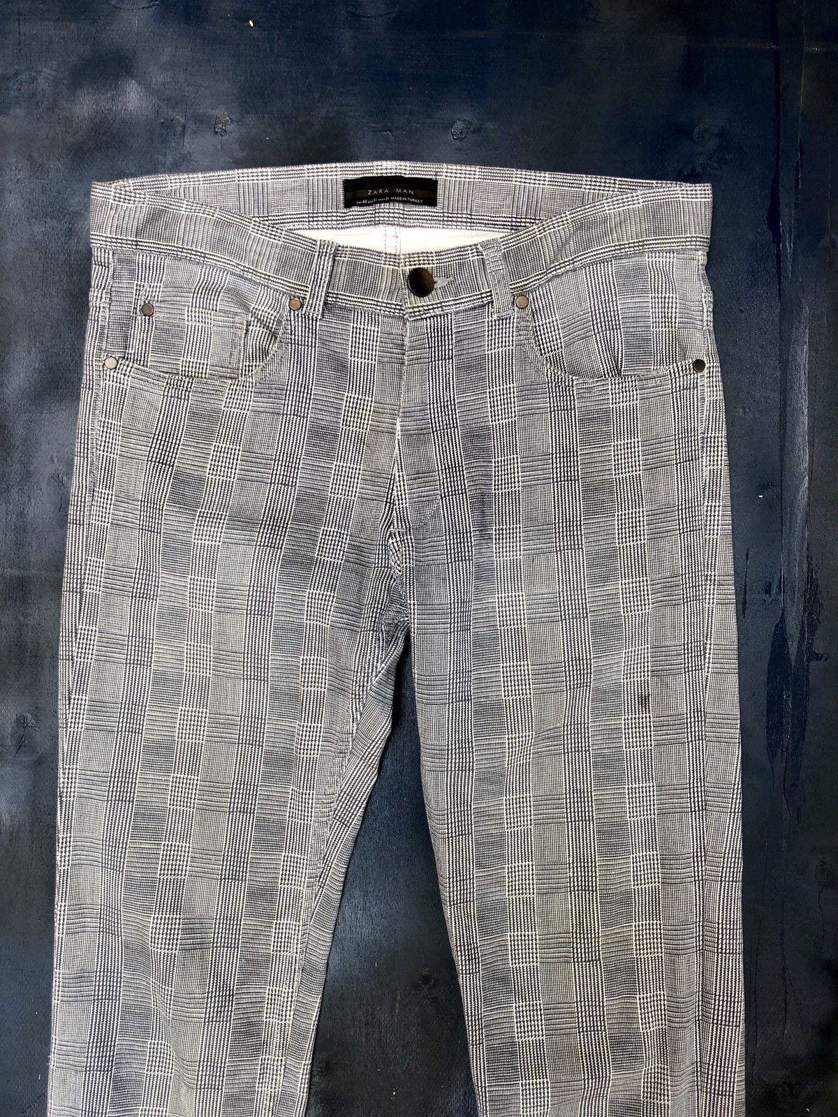 Zara Zara Plaid Denim Pants Size US 31 - 1 Thumbnail