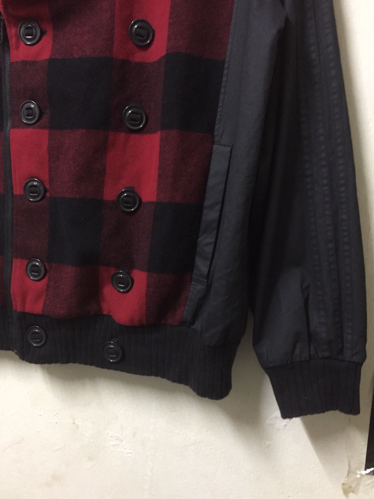 Adidas 🔥Vintage🔥ADIDAS 3 Trefoil Button Checkered Varsity Jacket Size US XL / EU 56 / 4 - 3 Thumbnail
