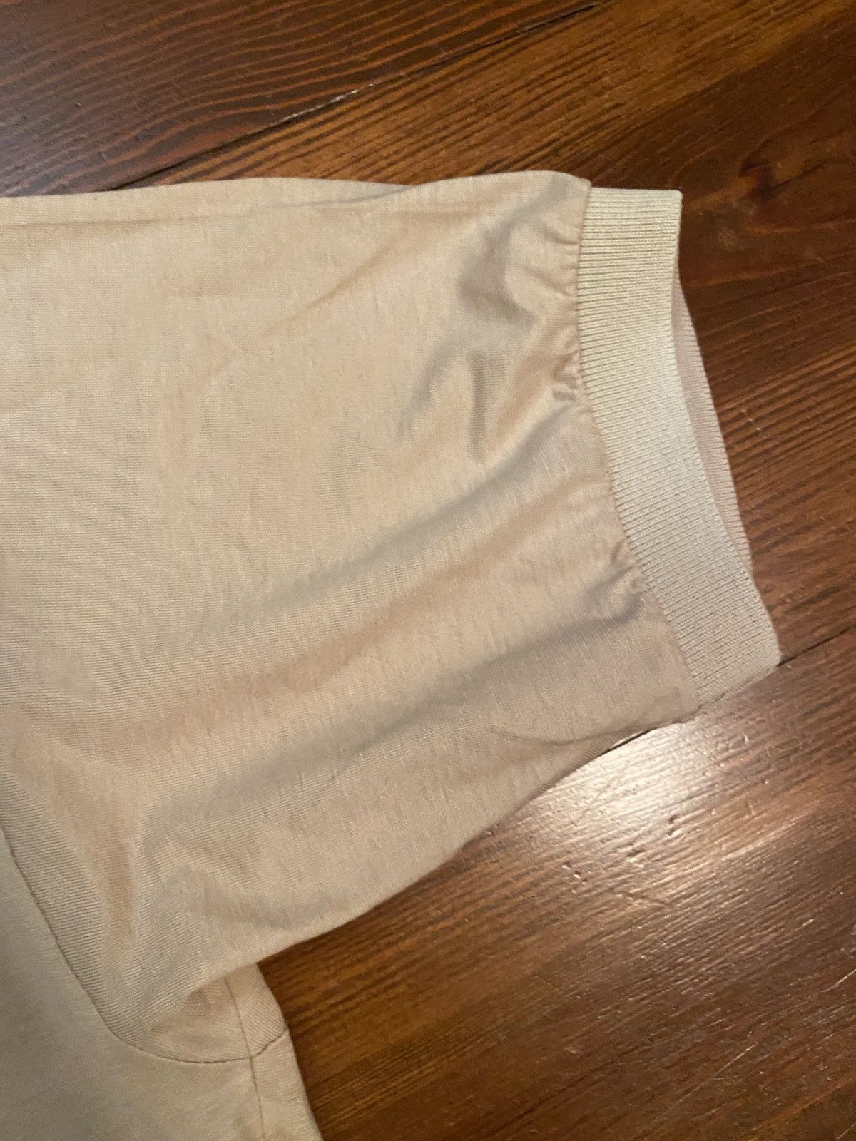 Vintage Vintage 80’s Beige Blank Single Stitch Short Sleeve Polo Size US L / EU 52-54 / 3 - 4 Thumbnail