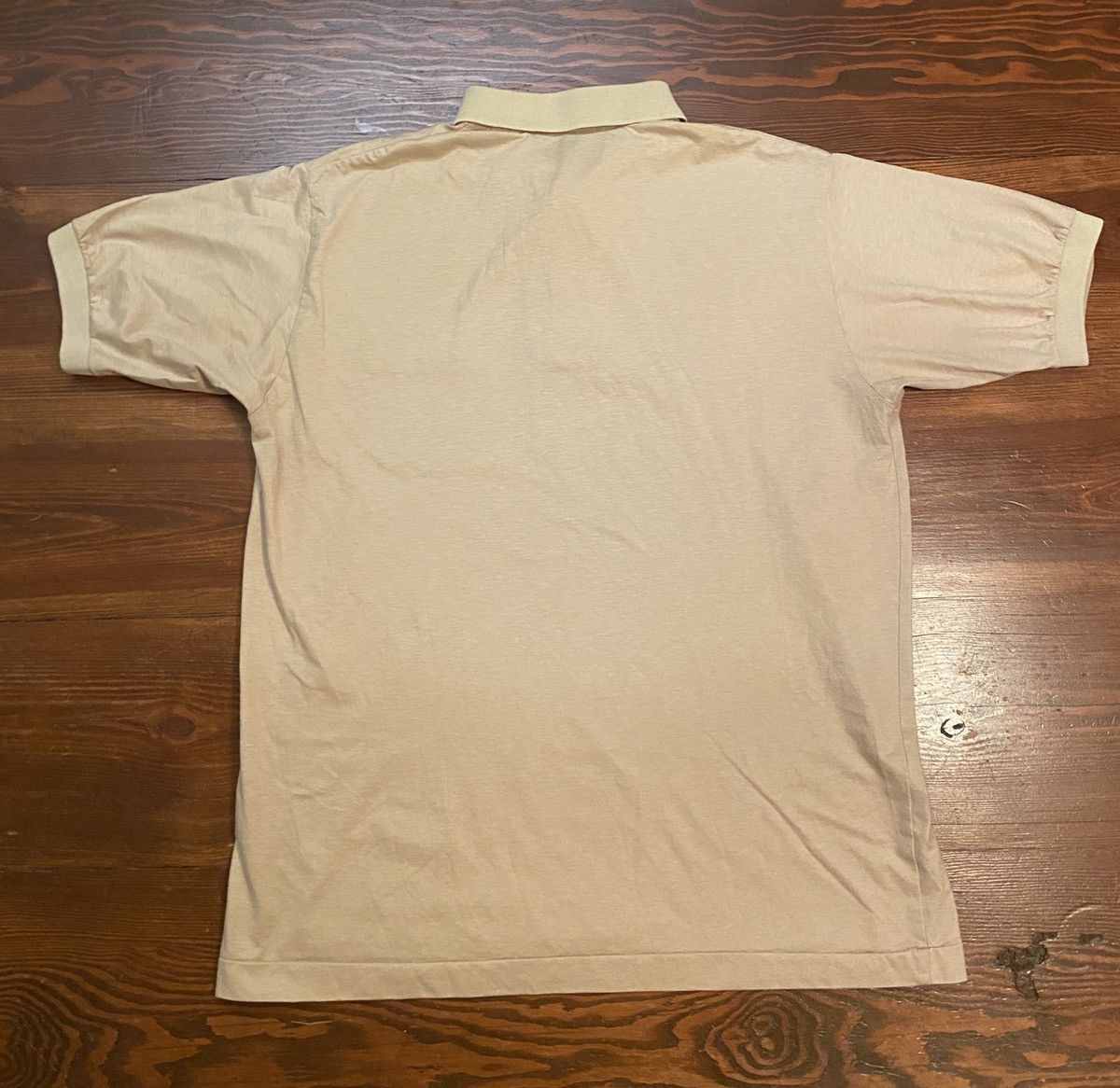 Vintage Vintage 80’s Beige Blank Single Stitch Short Sleeve Polo Size US L / EU 52-54 / 3 - 2 Thumbnail