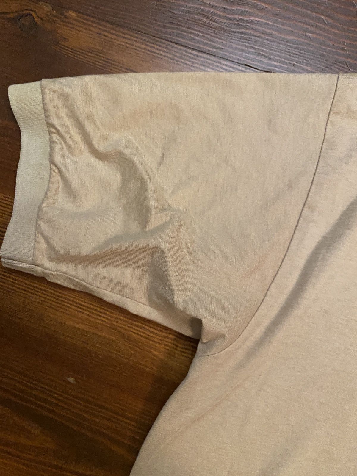 Vintage Vintage 80’s Beige Blank Single Stitch Short Sleeve Polo Size US L / EU 52-54 / 3 - 5 Thumbnail