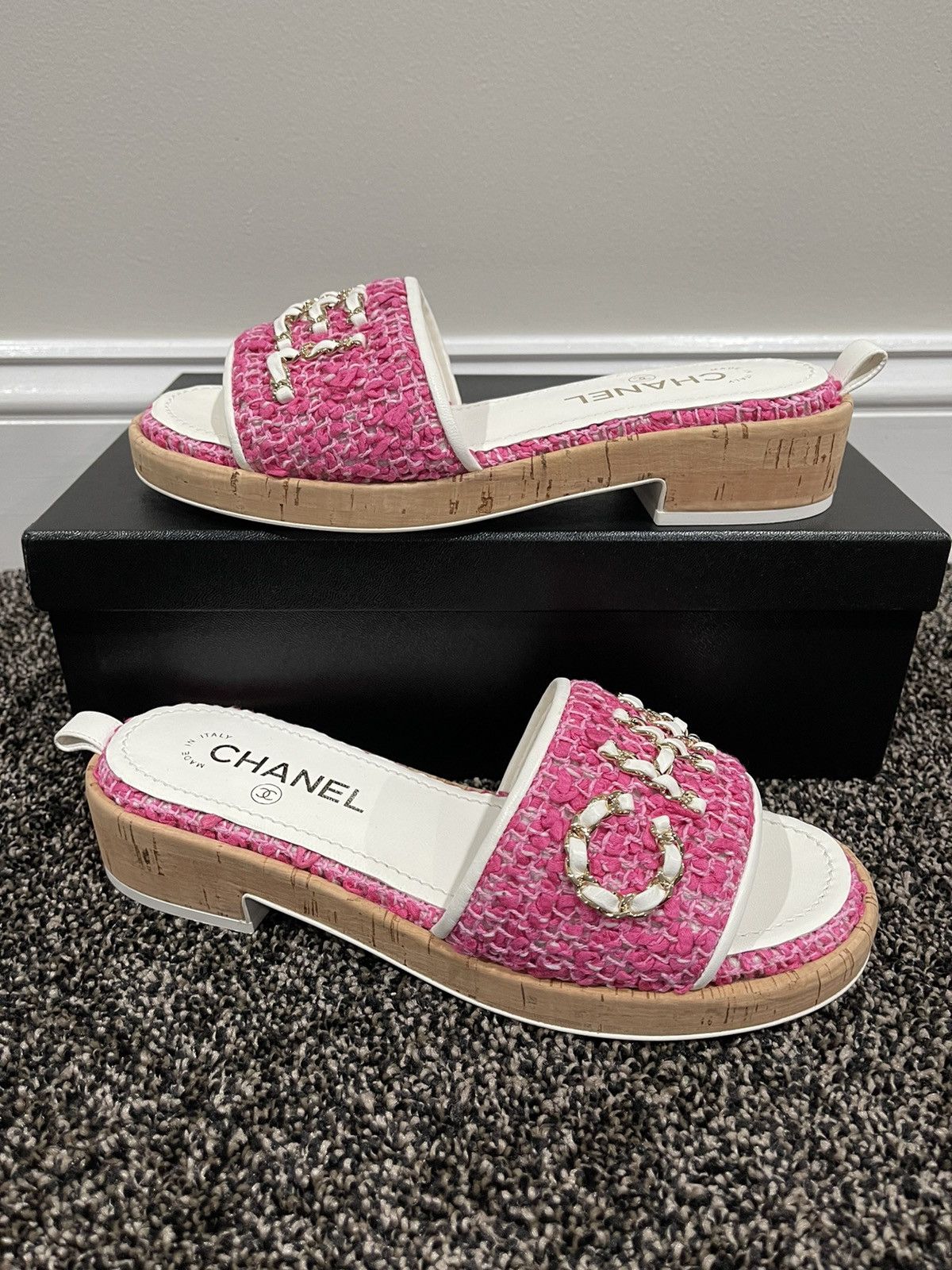 Chanel Dark Pink Leather CC Mules main image 0