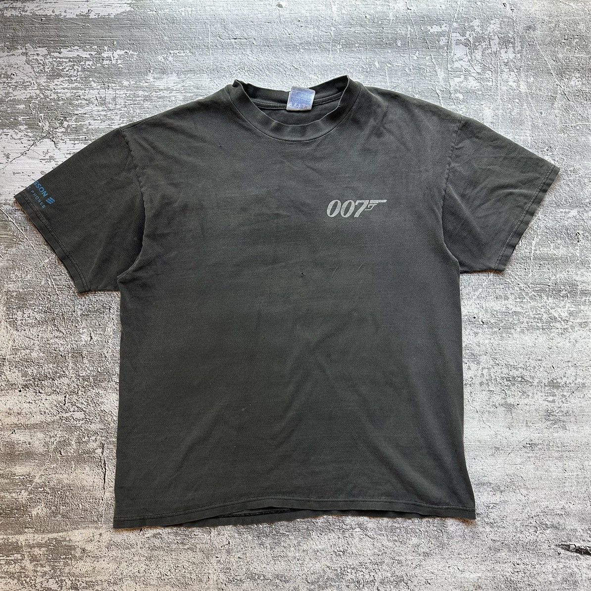 image of Vintage 007 James Bond T-Shirt in Charcoal Grey, Men's (Size Large)