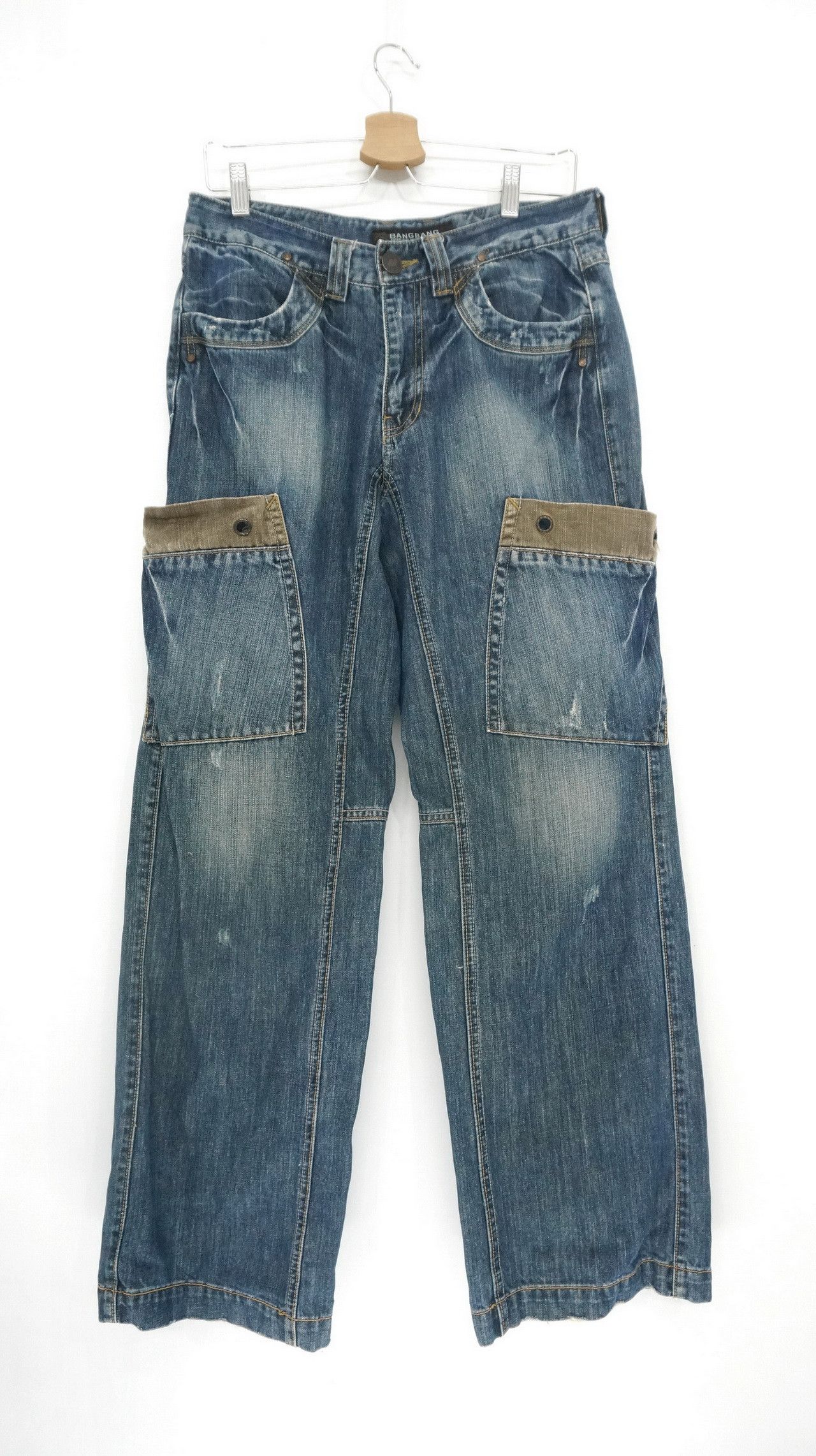 image of Distressed Denim Dope Japan Bang Bang Vintage Distressed Multipocket Jeans in Vintage Blue (Size 30
