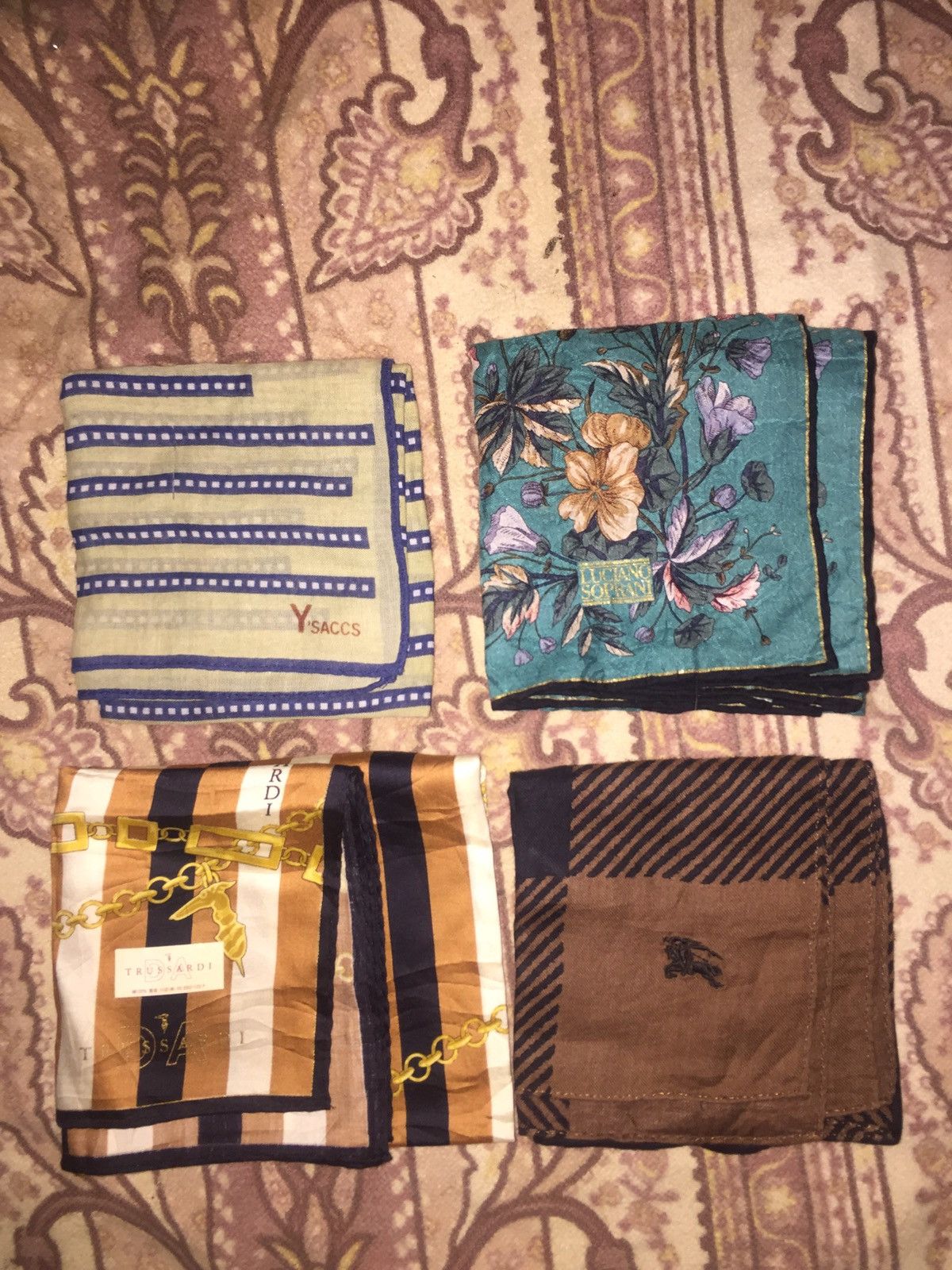 Burberry × Designer × Yohji Yamamoto Lot 4 Hanky Y’saccs,Burberry,Trussardi,Luciano Soprani Size ONE SIZE - 1 Preview