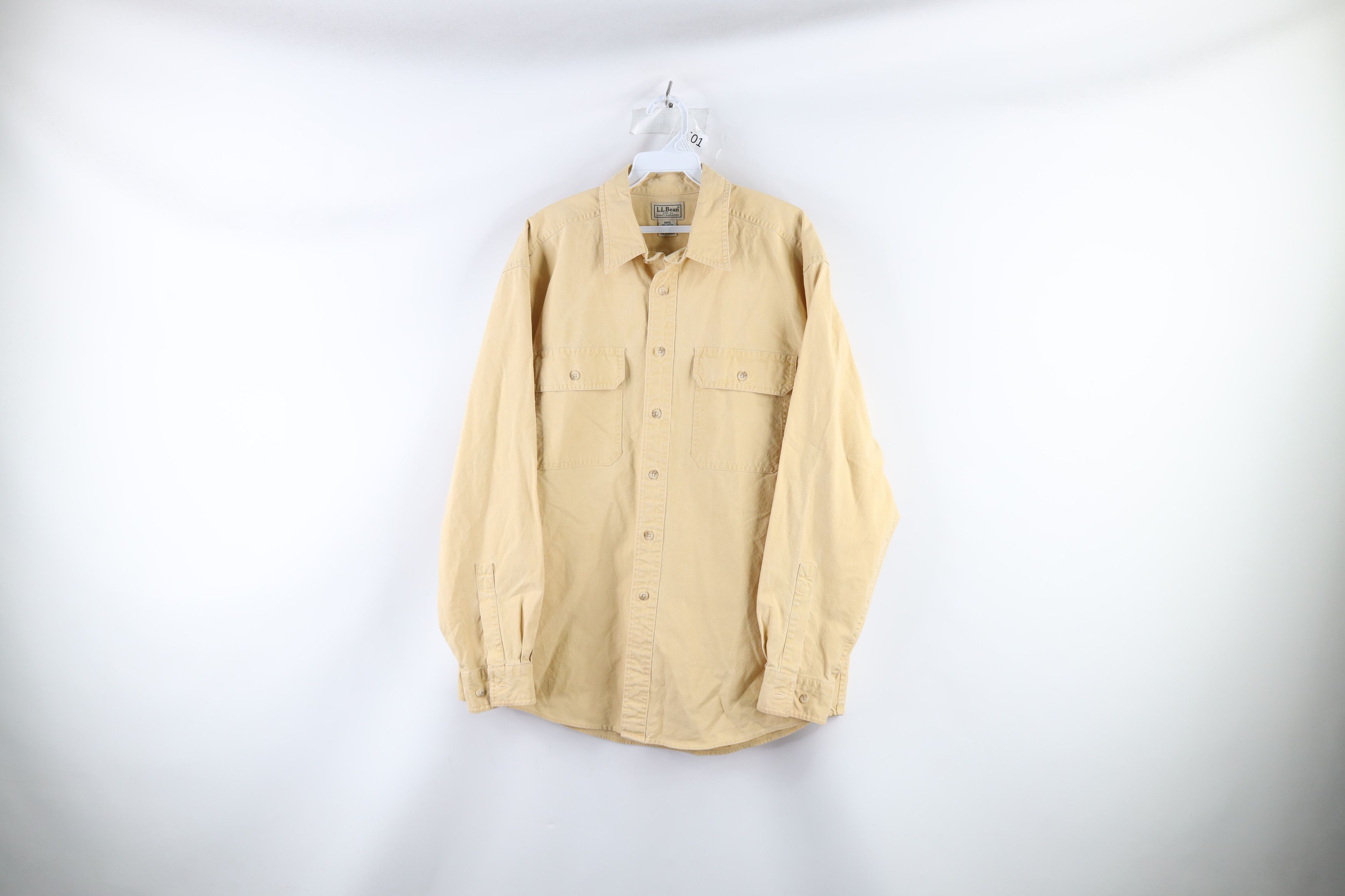 L.L. Bean × Vintage Vintage 90s LL Bean Stonewashed Collared Button Shirt Yellow Size US M / EU 48-50 / 2 - 1 Thumbnail