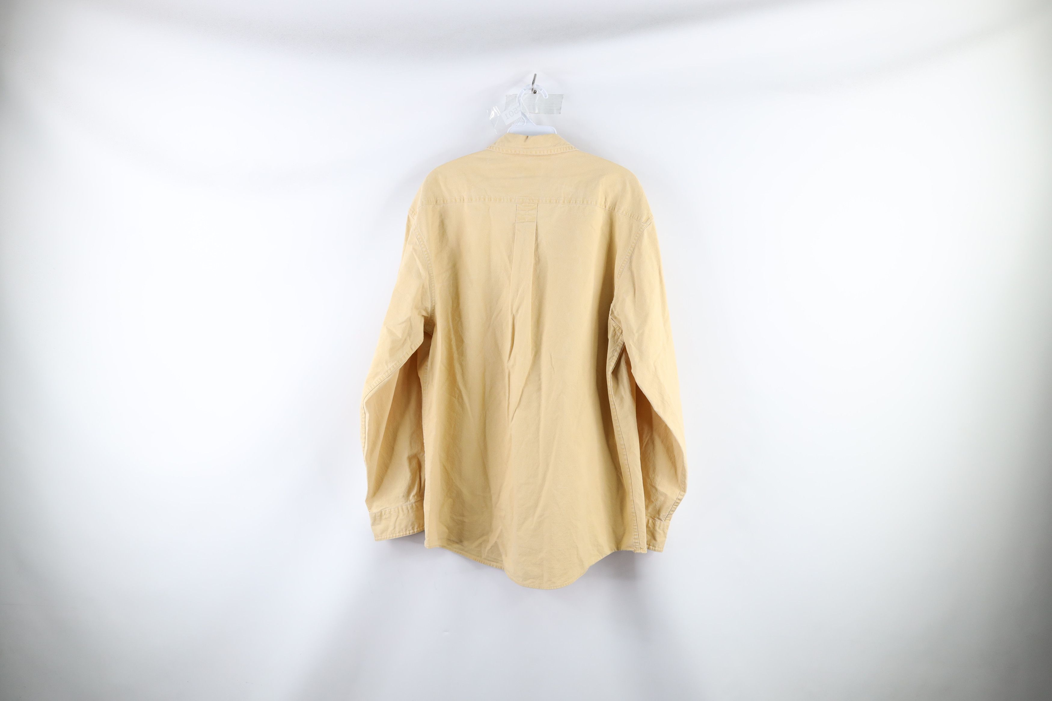 L.L. Bean × Vintage Vintage 90s LL Bean Stonewashed Collared Button Shirt Yellow Size US M / EU 48-50 / 2 - 7 Thumbnail