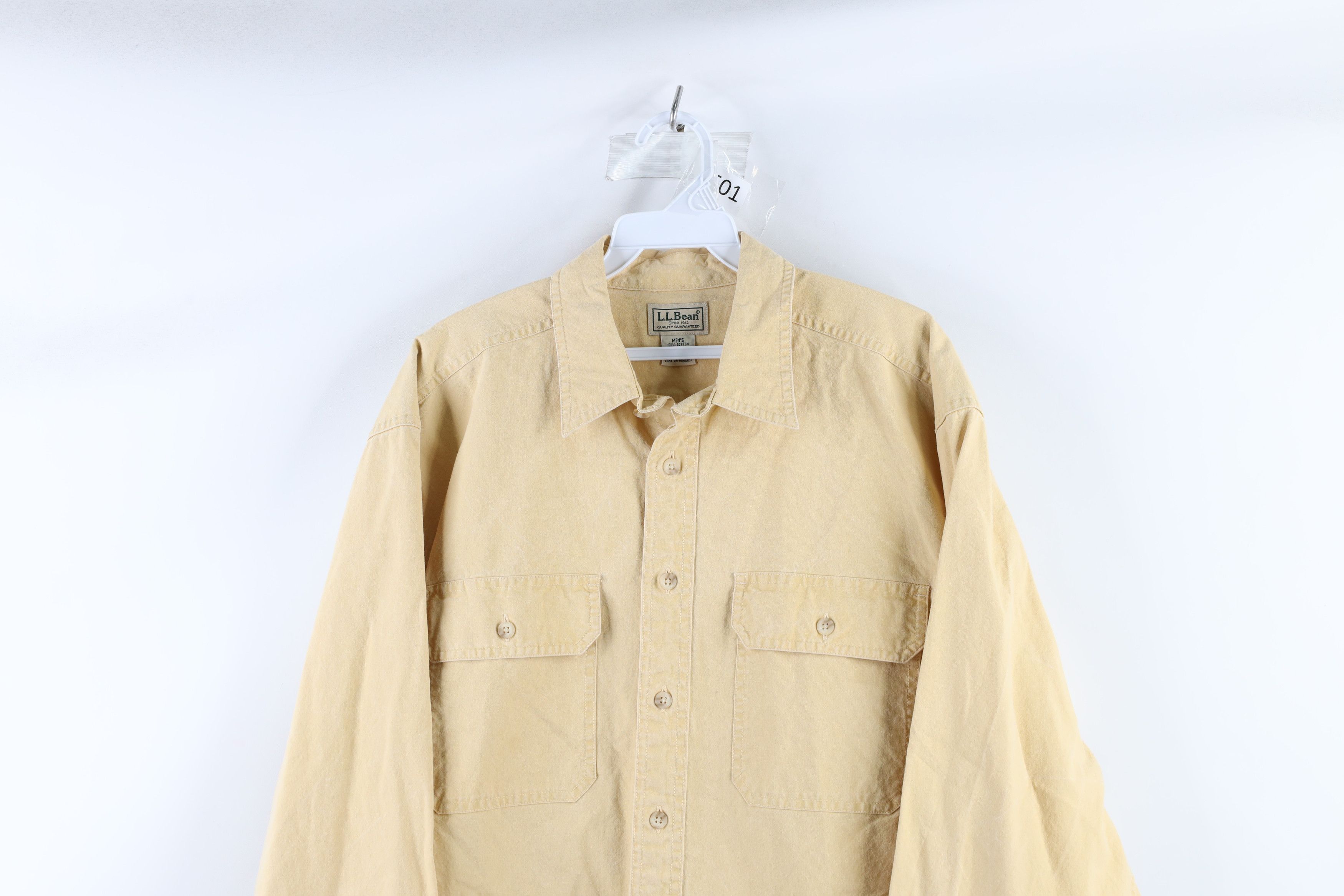 L.L. Bean × Vintage Vintage 90s LL Bean Stonewashed Collared Button Shirt Yellow Size US M / EU 48-50 / 2 - 2 Thumbnail