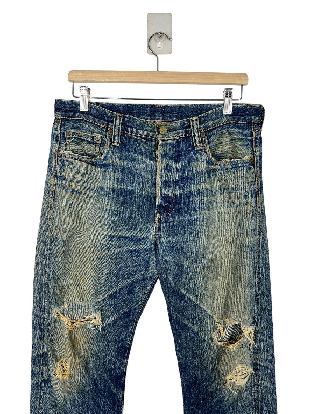Full Count & Co. 🔥 VINTAGE FULL COUNT DISTRESS DENIM Size US 34 / EU 50 - 3 Thumbnail