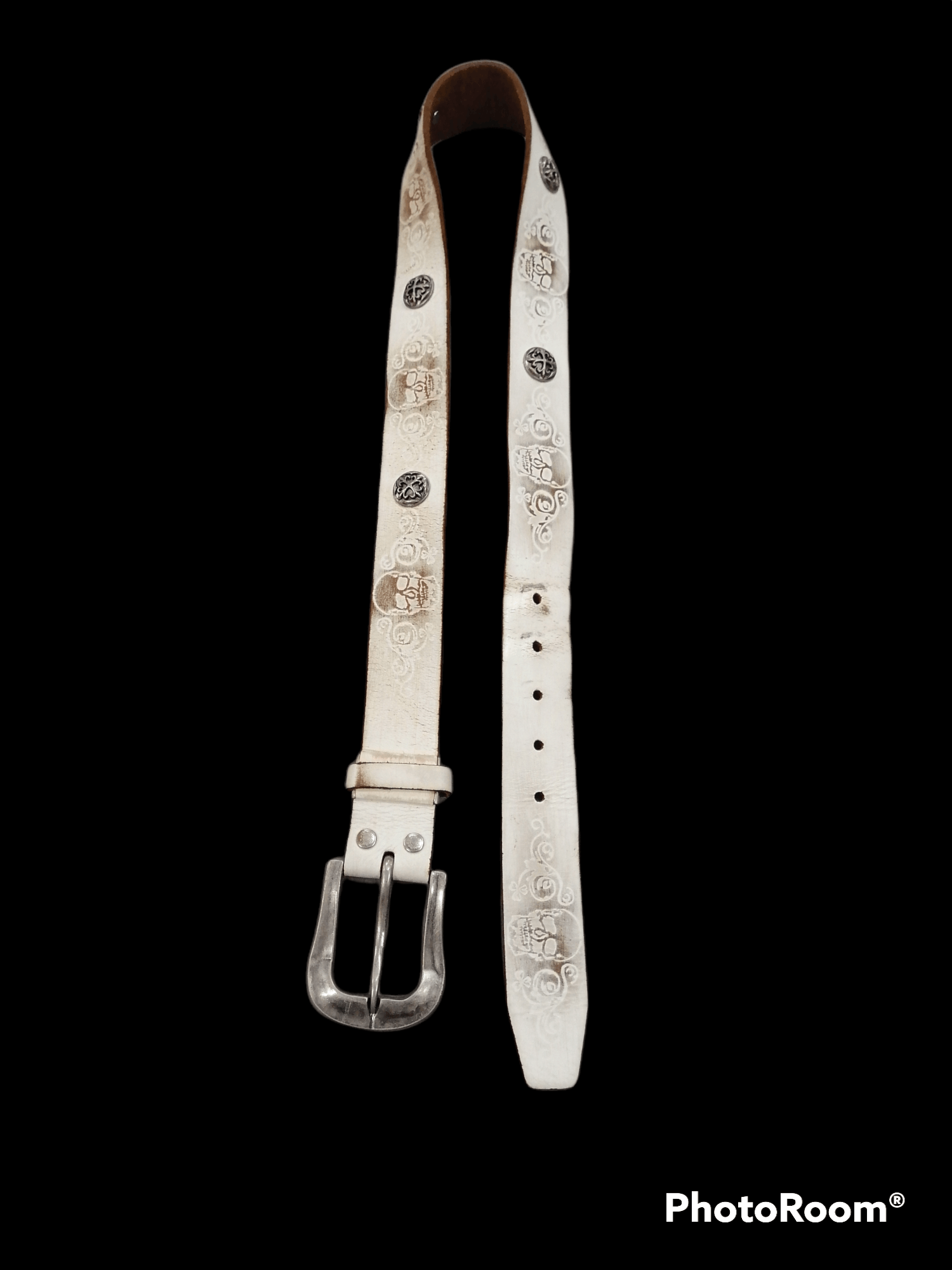 Edwin Edwin Skull Logo Leather Belt Size 32 - 2 Thumbnail