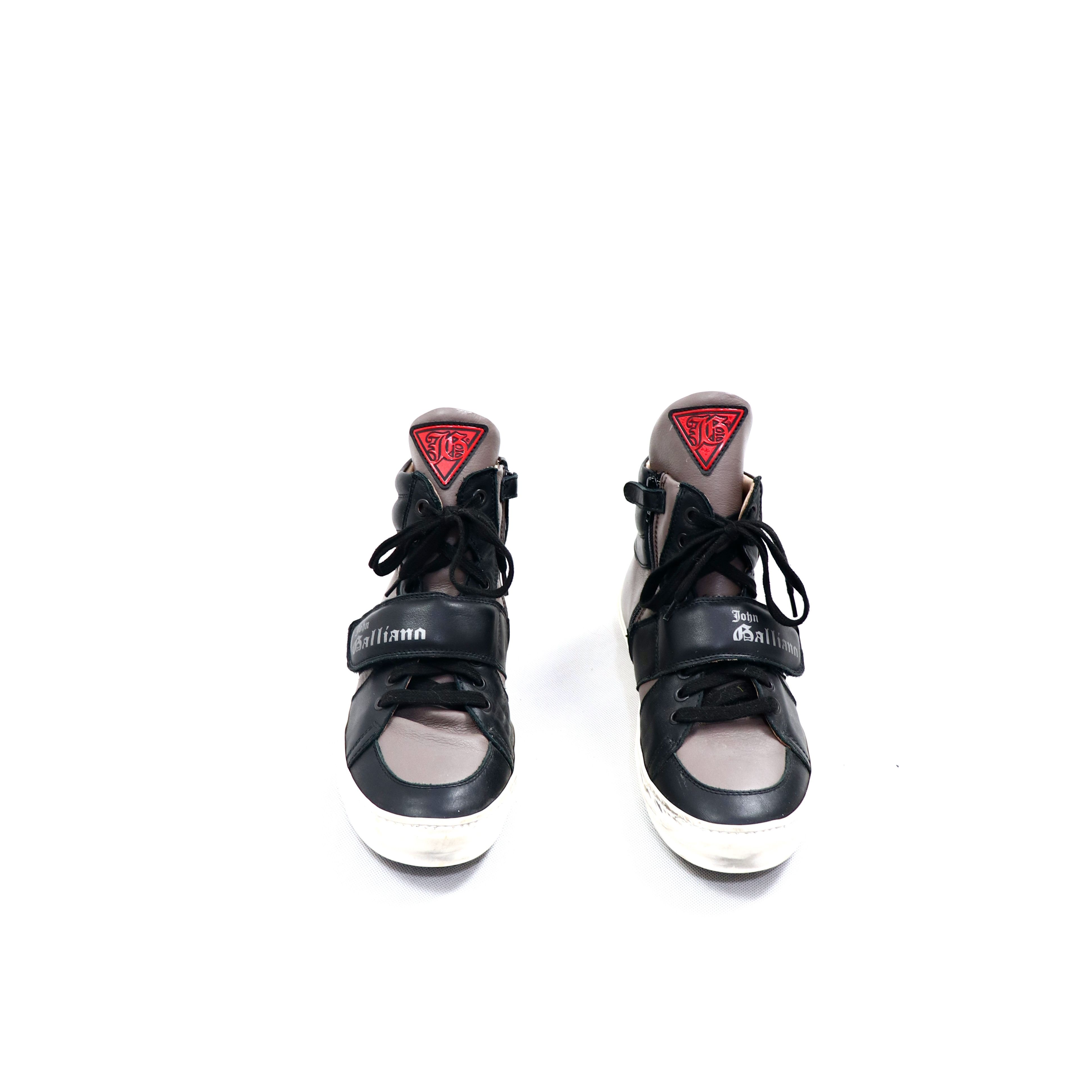 John Galliano Leather High Top Velcro Shoes Size US 8 / IT 38 - 2 Thumbnail