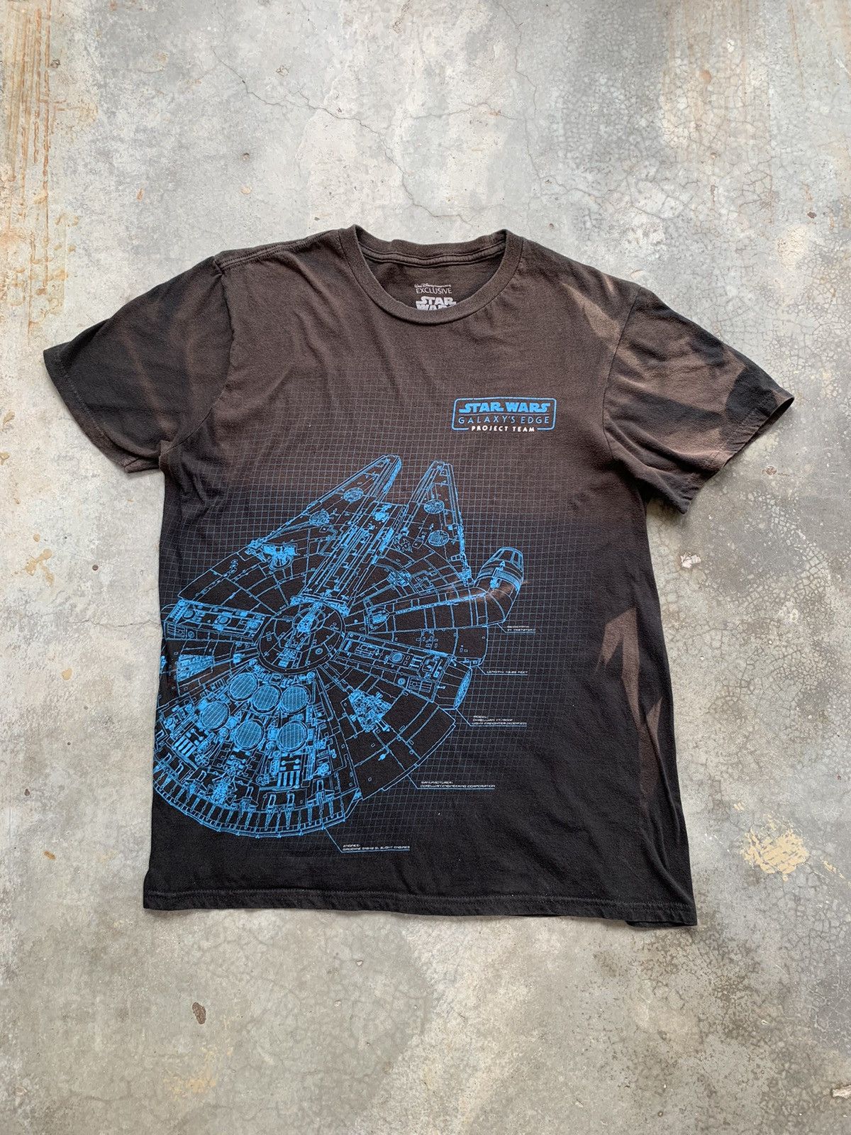 image of Movie x Star Wars Sun Faded Star Wars Galaxy Edge Project Team Oversized Tee in Black (Size XL)