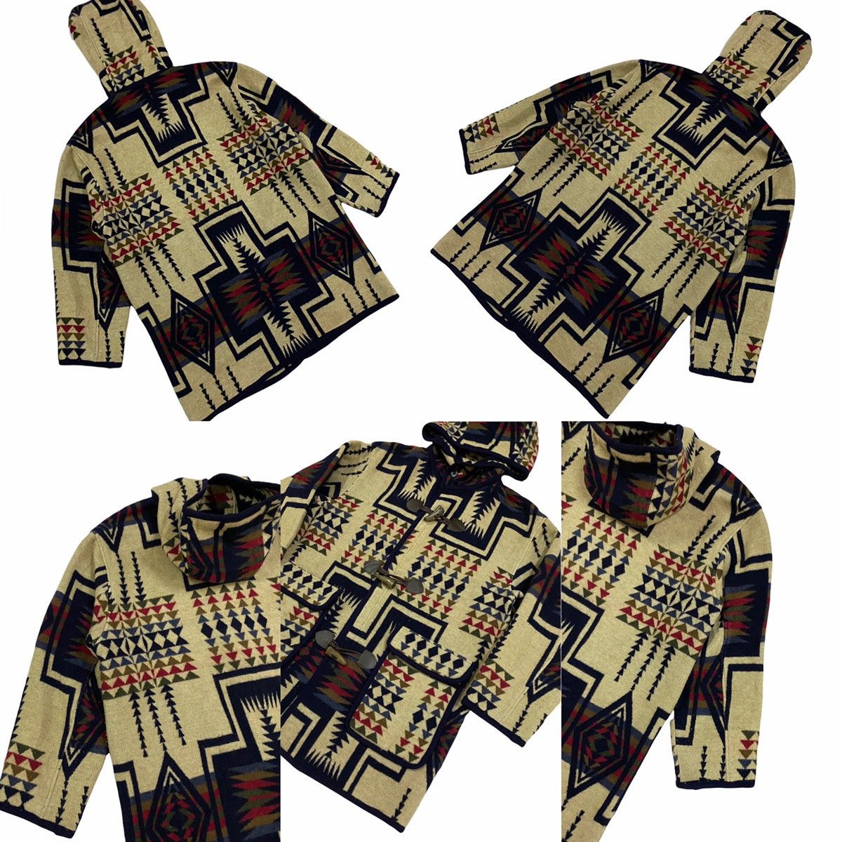 Japanese Brand × Pendleton × Vintage Vtg❌Global News Duffle Coat Jacket Chimayo Rug Wool Blend Size US L / EU 52-54 / 3 - 14 Thumbnail