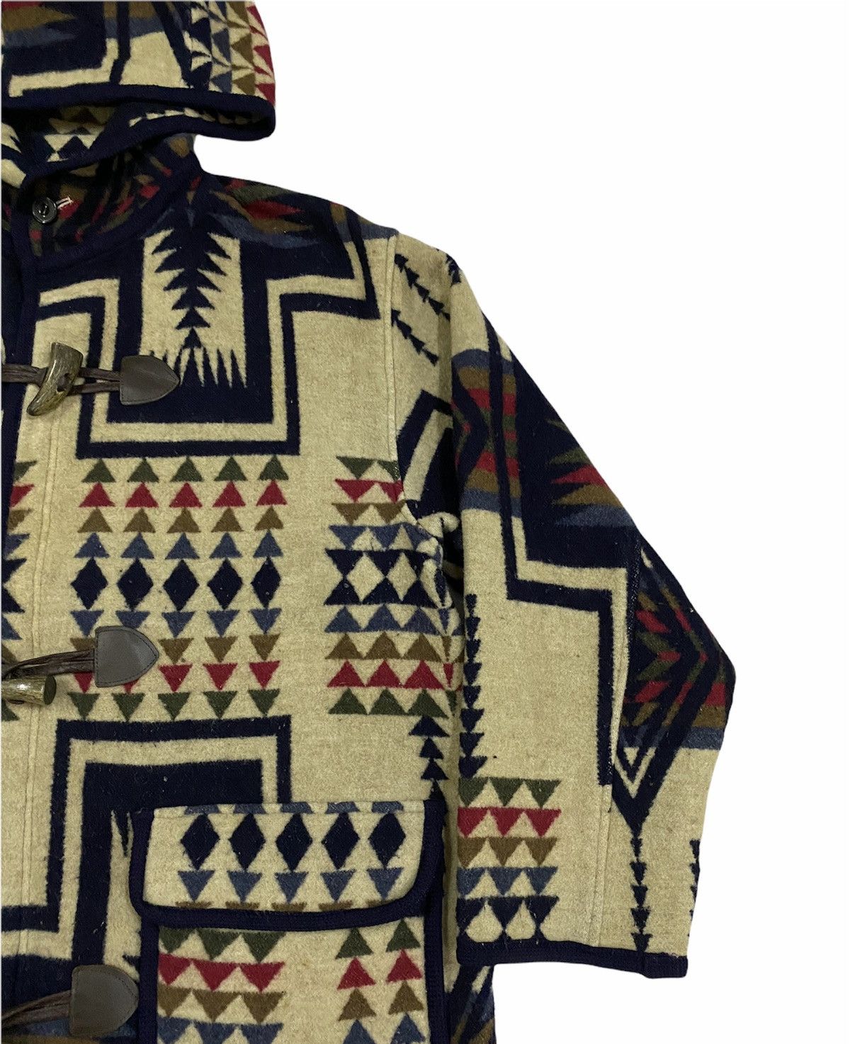 Japanese Brand × Pendleton × Vintage Vtg❌Global News Duffle Coat Jacket Chimayo Rug Wool Blend Size US L / EU 52-54 / 3 - 16 Thumbnail