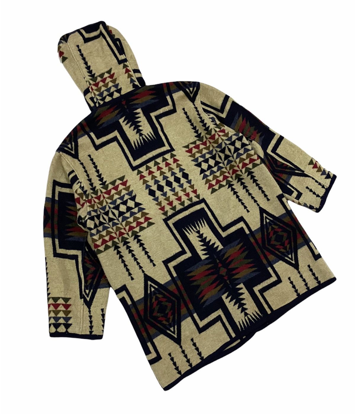 Japanese Brand × Pendleton × Vintage Vtg❌Global News Duffle Coat Jacket Chimayo Rug Wool Blend Size US L / EU 52-54 / 3 - 7 Thumbnail