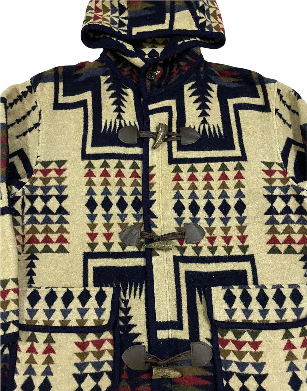 Japanese Brand × Pendleton × Vintage Vtg❌Global News Duffle Coat Jacket Chimayo Rug Wool Blend Size US L / EU 52-54 / 3 - 17 Thumbnail