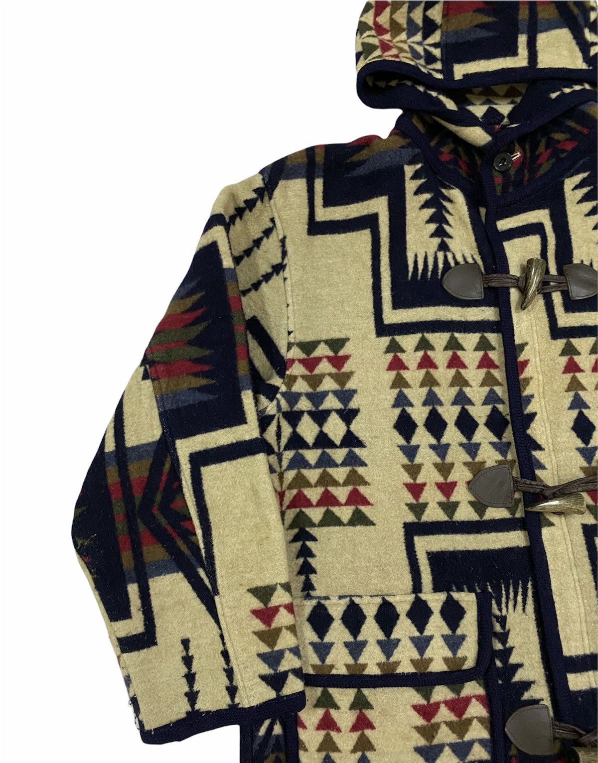 Japanese Brand × Pendleton × Vintage Vtg❌Global News Duffle Coat Jacket Chimayo Rug Wool Blend Size US L / EU 52-54 / 3 - 15 Thumbnail