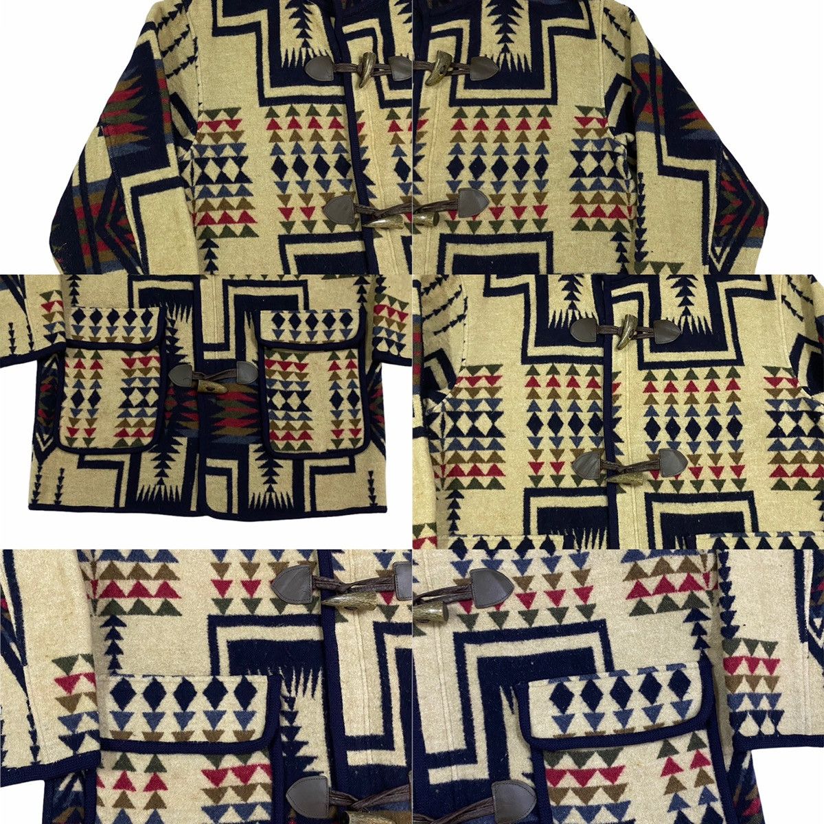 Japanese Brand × Pendleton × Vintage Vtg❌Global News Duffle Coat Jacket Chimayo Rug Wool Blend Size US L / EU 52-54 / 3 - 13 Thumbnail