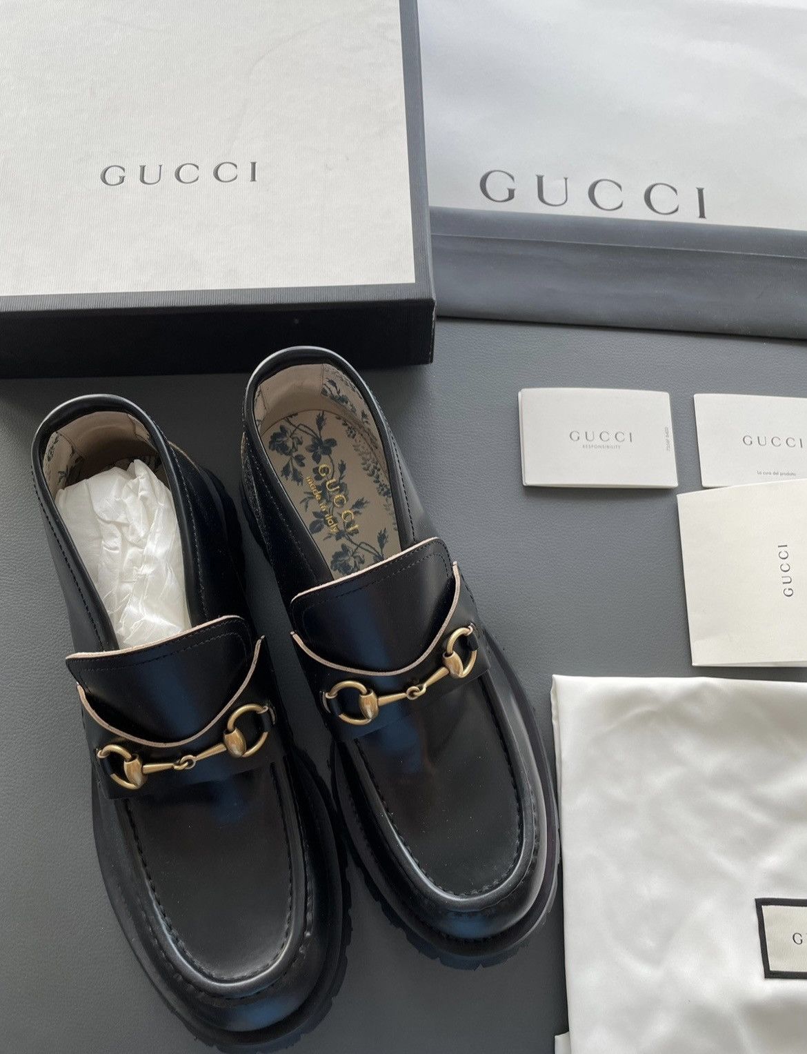 image of Gucci New Soldout Iconic Super Runway Horsebit Leather Boots in Black, Men's (Size 10.5)