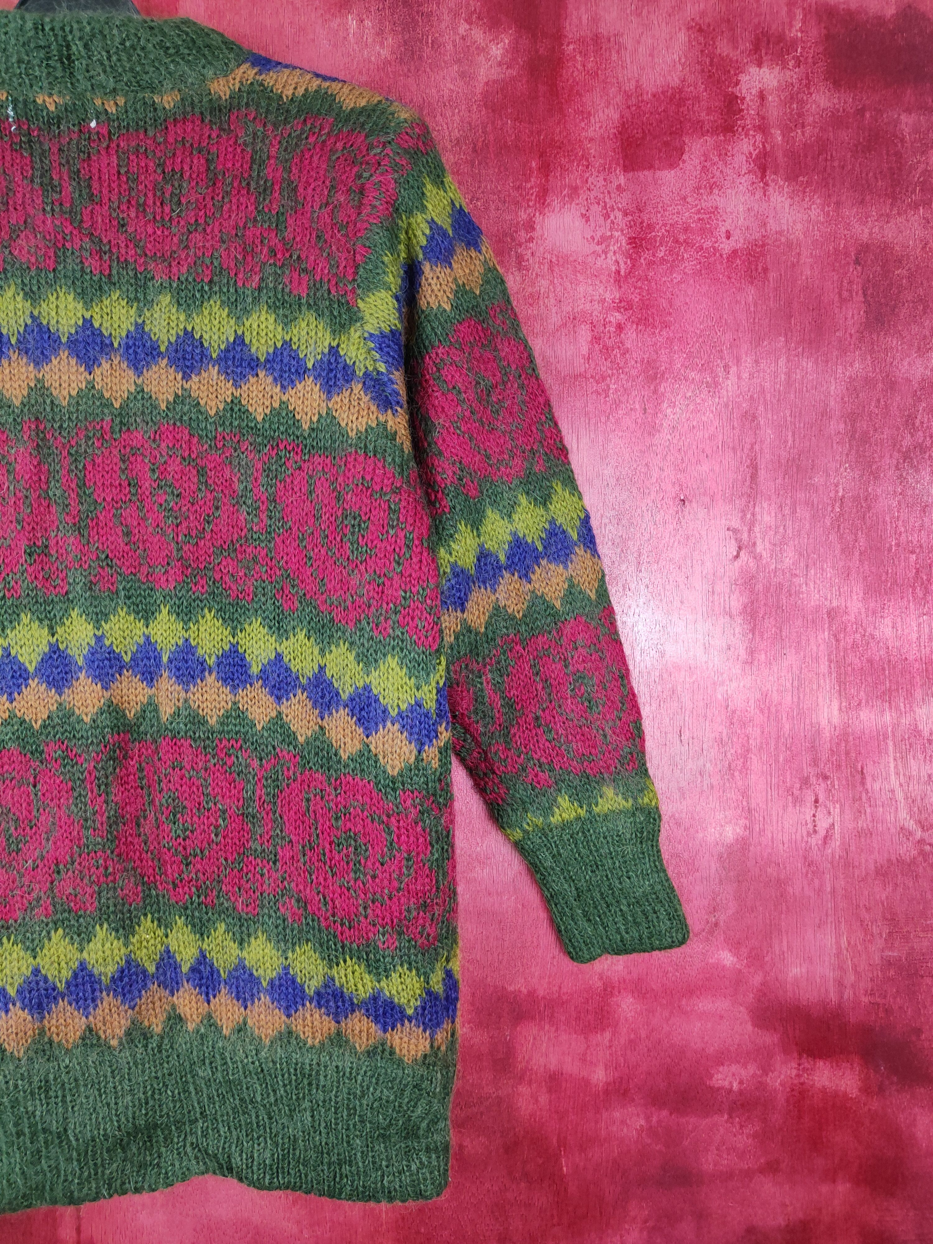 Japanese Brand Japan Green mohair flower art cardigan Knitwear #5250 Size L / US 10 / IT 46 - 7 Thumbnail