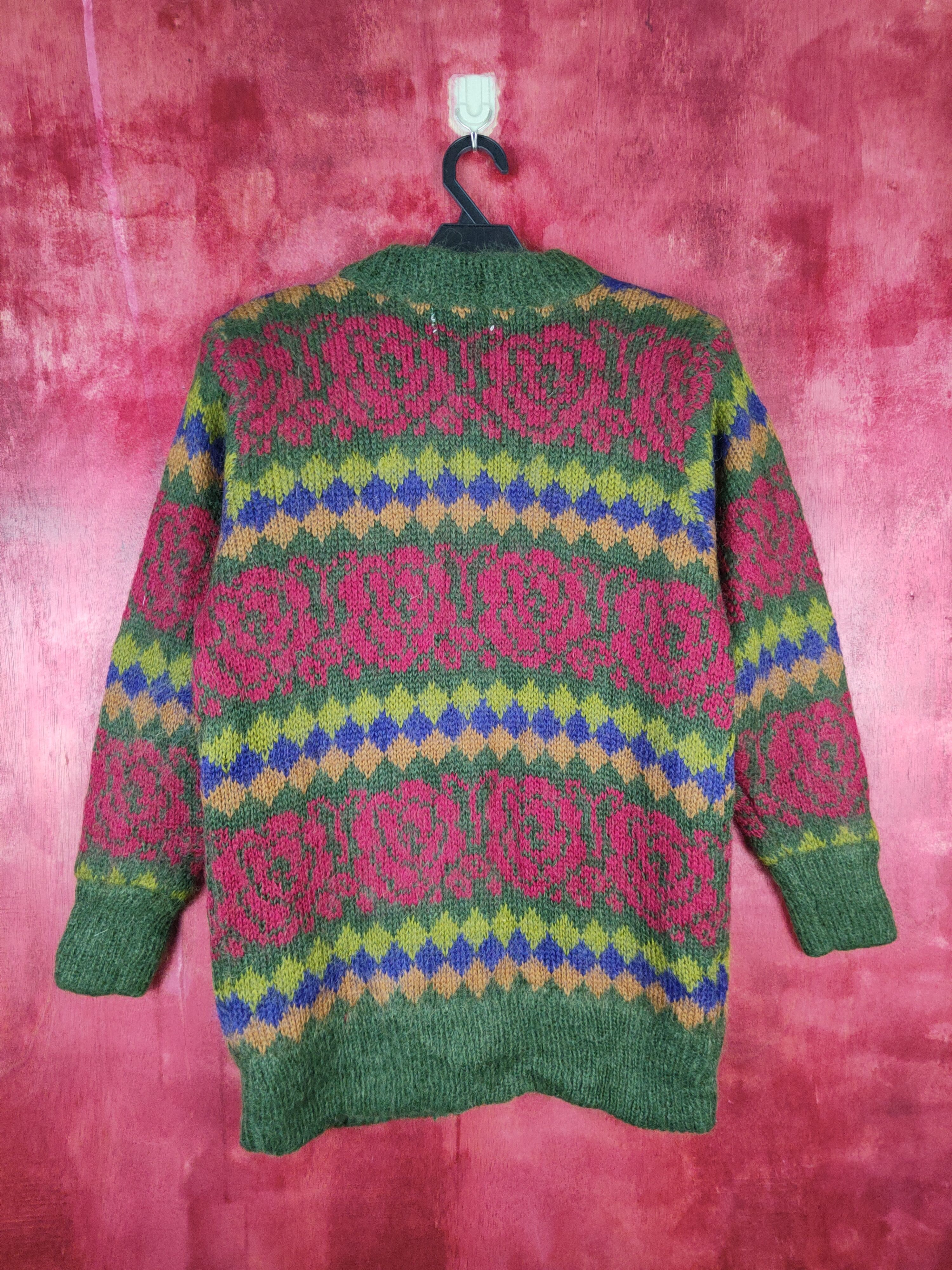 Japanese Brand Japan Green mohair flower art cardigan Knitwear #5250 Size L / US 10 / IT 46 - 5 Thumbnail