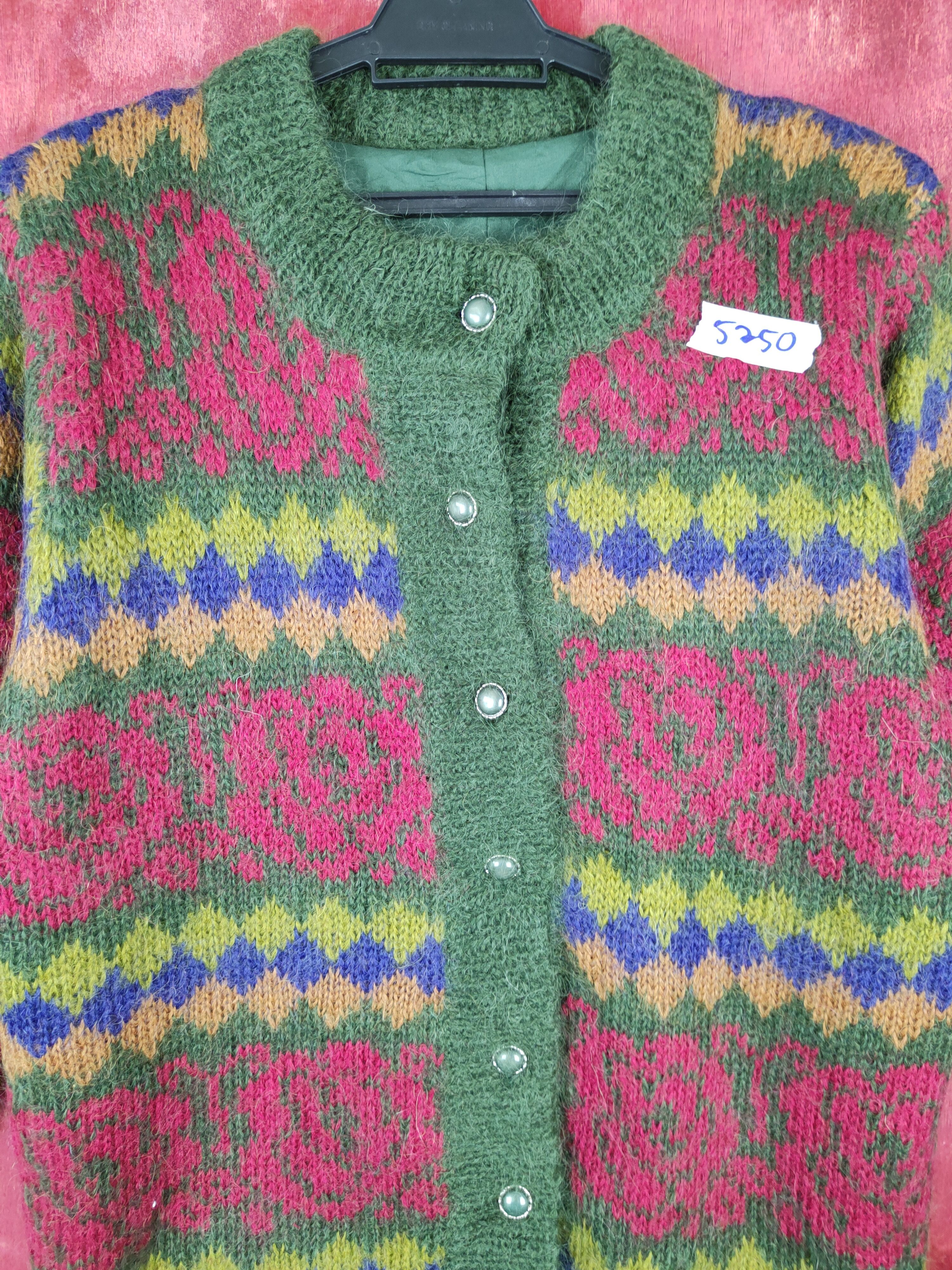 Japanese Brand Japan Green mohair flower art cardigan Knitwear #5250 Size L / US 10 / IT 46 - 2 Thumbnail