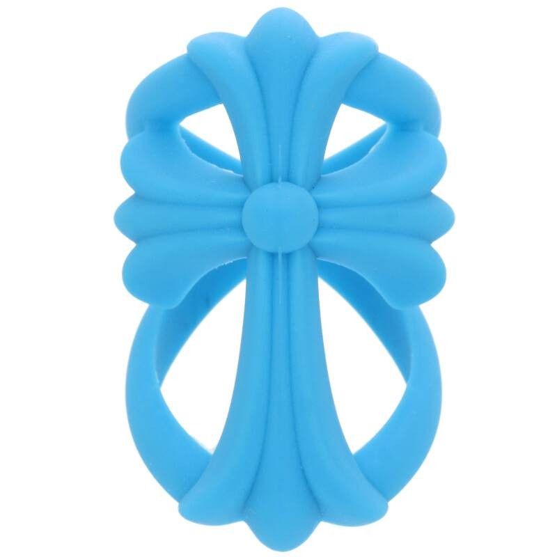 image of Chrome Hearts Rubber Infinity Cross Ring in Blue, Men's