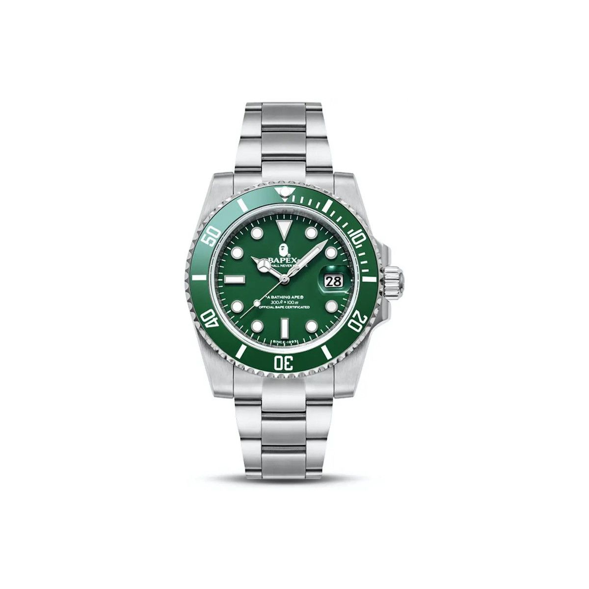 image of Bape A Bathing Ape Type 1 Bapex Watch (2022) Green Silver, Men's