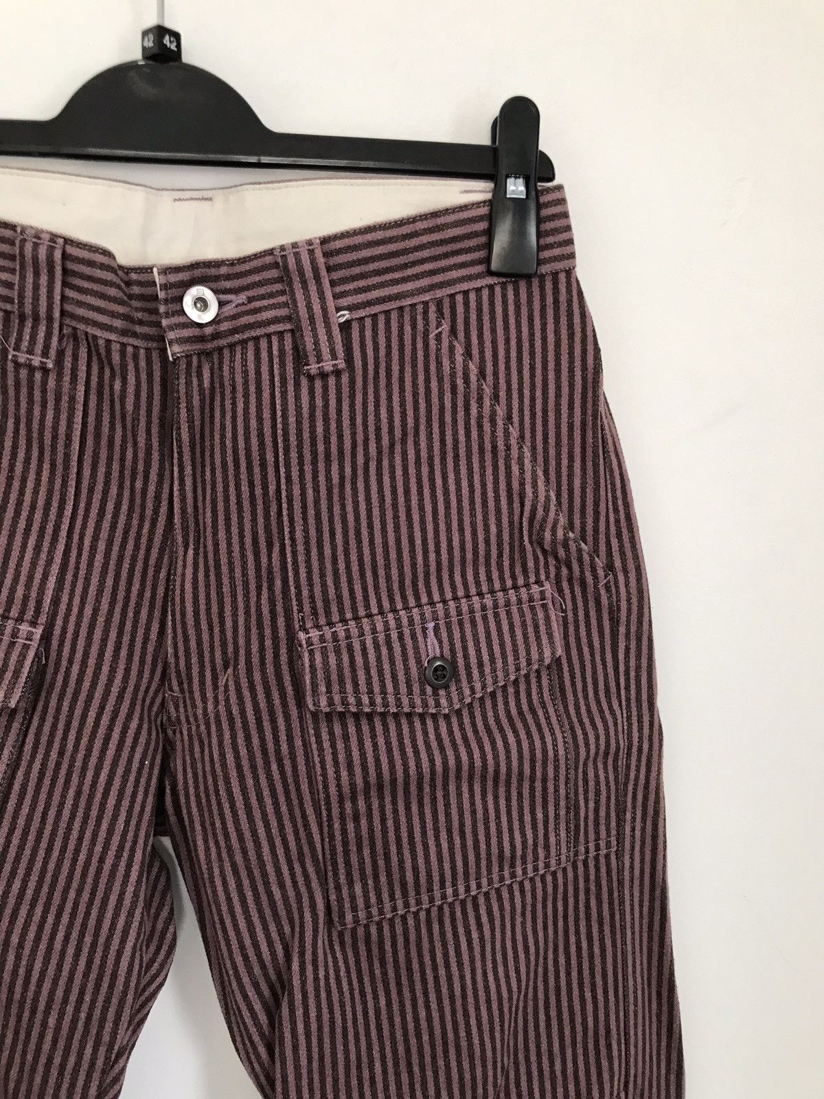image of Vintage Boycott Wool Stripes Trousers Pants in Maroon, Men's (Size 28)