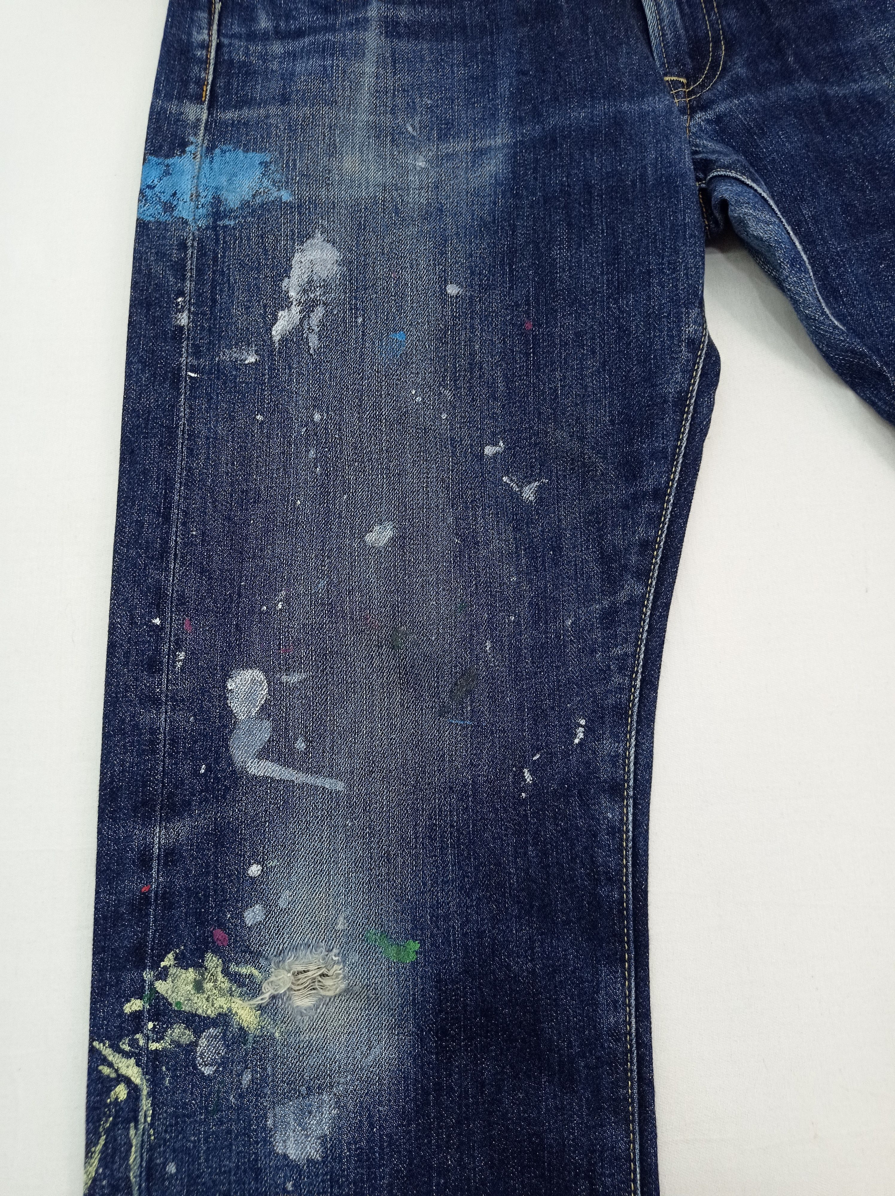 Japanese Brand 🔥Uniqlo Selvage Paint Splatter Denim Pants Size US 31 - 10 Thumbnail