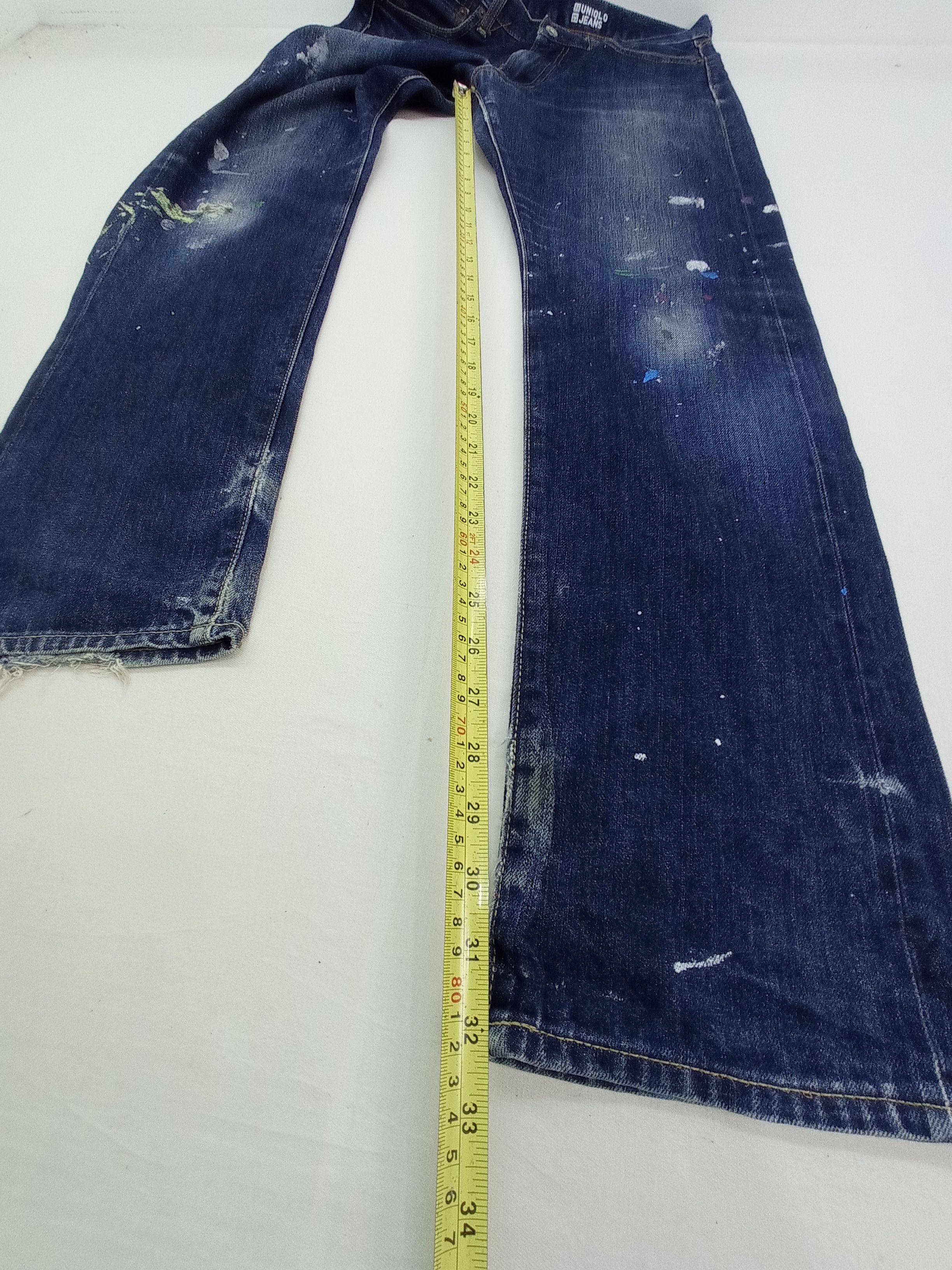 Japanese Brand 🔥Uniqlo Selvage Paint Splatter Denim Pants Size US 31 - 18 Thumbnail