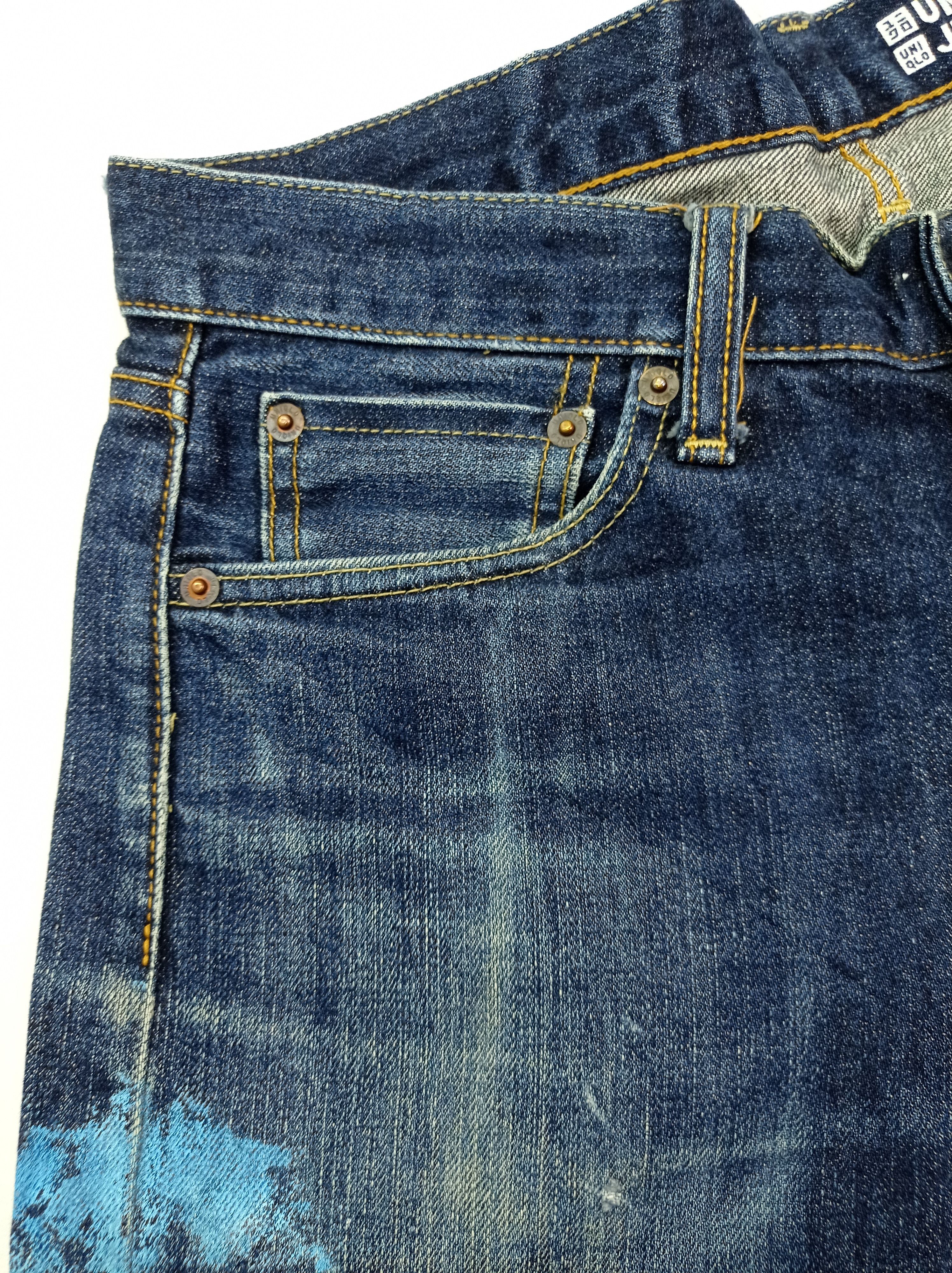 Japanese Brand 🔥Uniqlo Selvage Paint Splatter Denim Pants Size US 31 - 7 Thumbnail